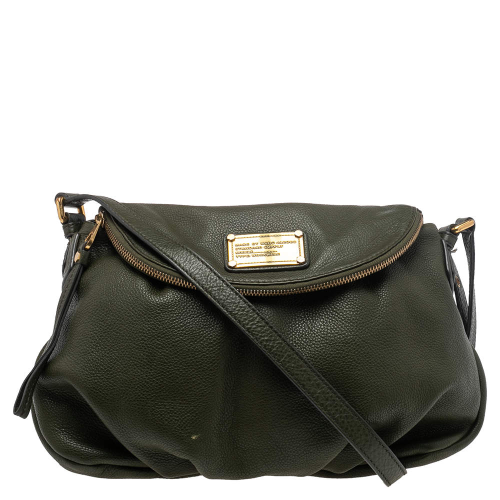 Pre Owned Marc by Marc Jacobs Olive Green Leather Classic Q Natasha Shoulder Bag