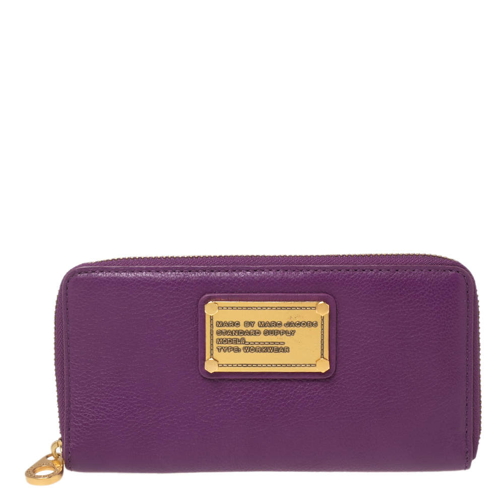Marc by Marc Jacobs Purple Leather Zip Around Continental Wallet