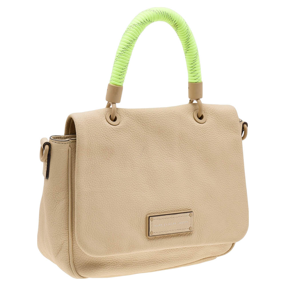 Pre Owned Marc by Marc Jacobs Cream/Neon Leather Novelty Too Hot to Handle Top Handle Bag