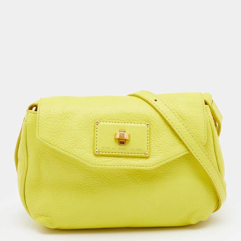 Pre Owned Marc by Marc Jacobs Yellow Leather Flap Crossbody Bag