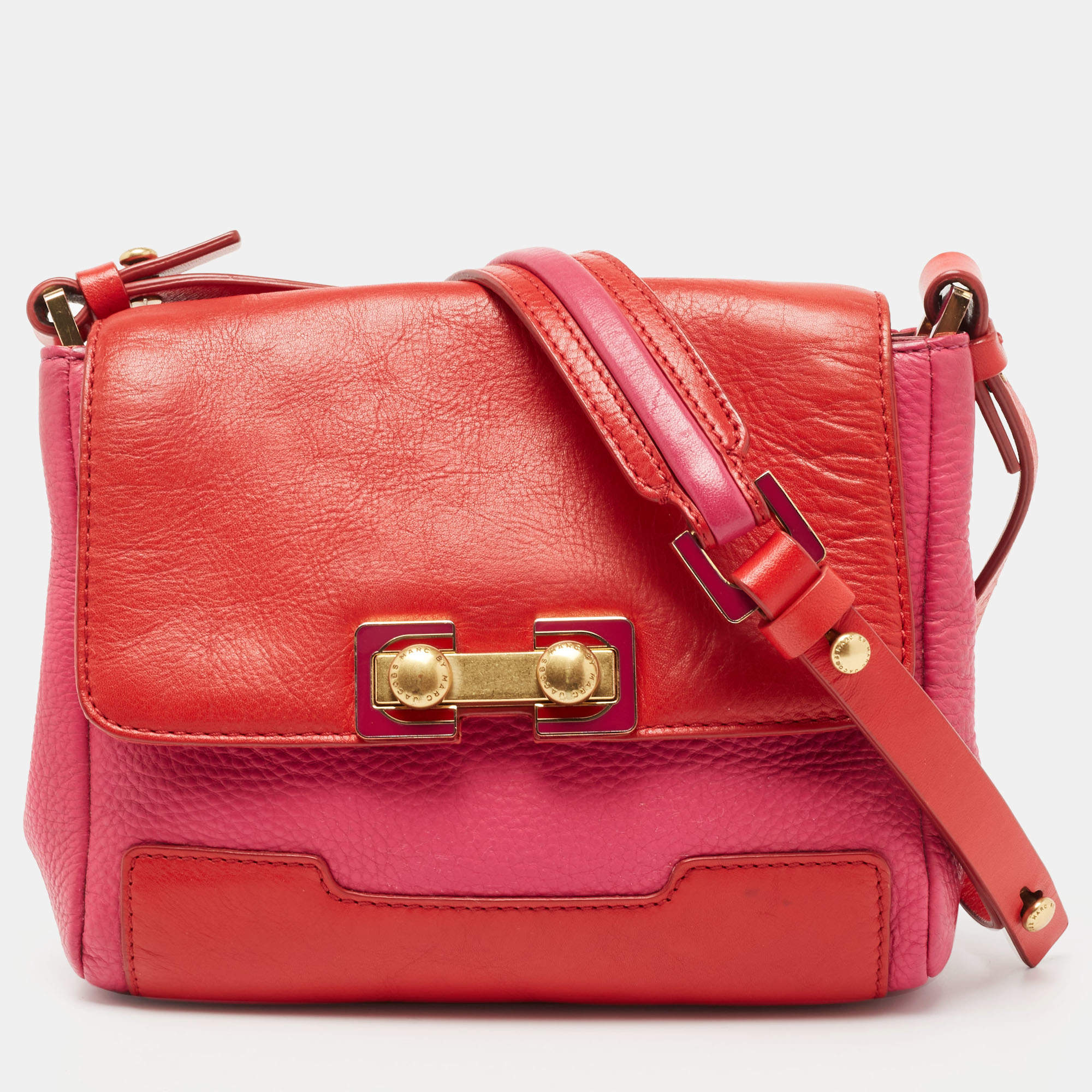 Pre Owned Marc by Marc Jacobs Pink/Red Leather Crossbody Bag