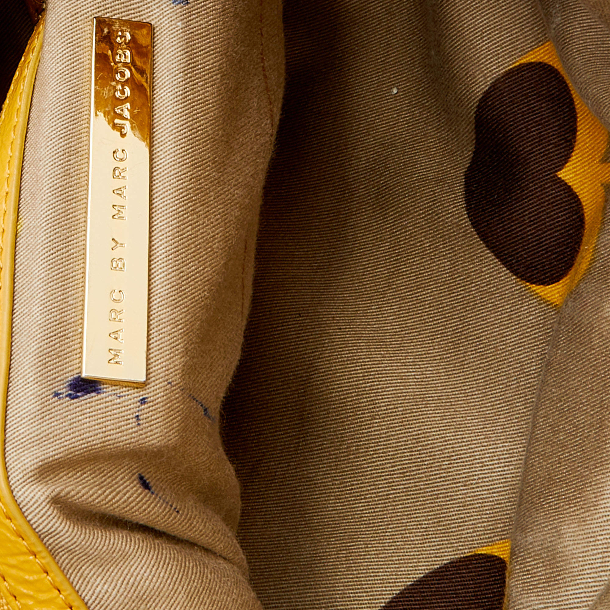 Pre Owned Marc by Marc Jacobs Yellow Patent Leather Flap Messenger Bag