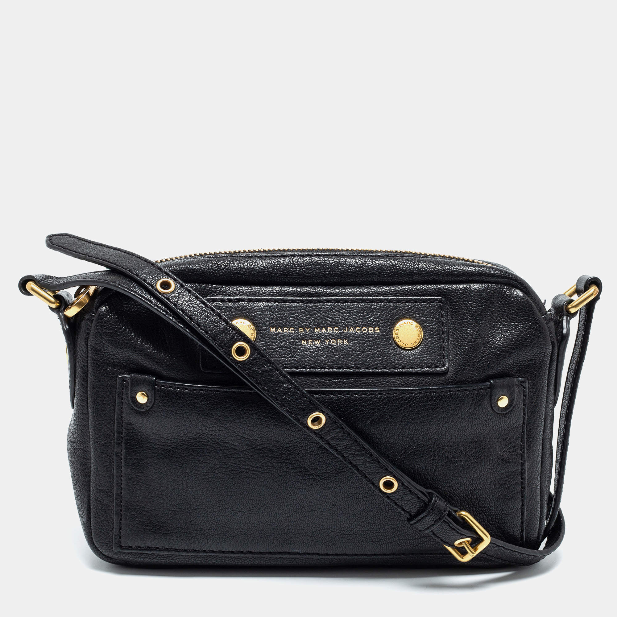 Pre Owned Marc by Marc Jacobs Black Preppy Leather Camera Bag