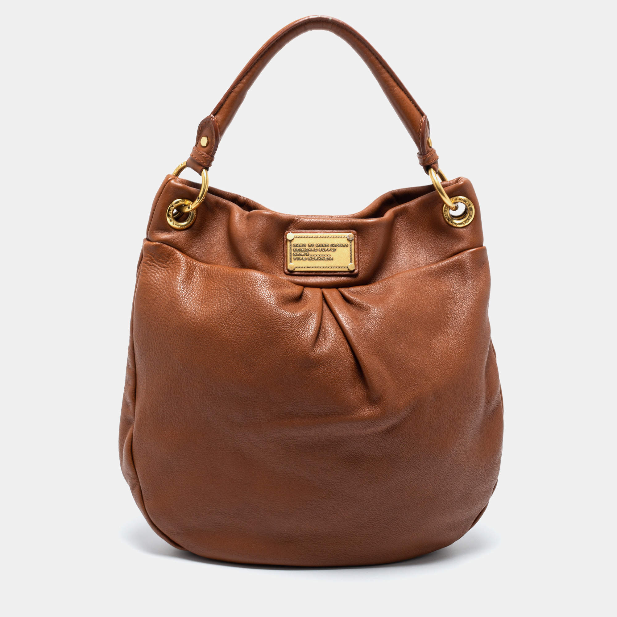 Pre Owned Marc by Marc Jacobs Smoked Almond Leather Classic Q Hillier Hobo