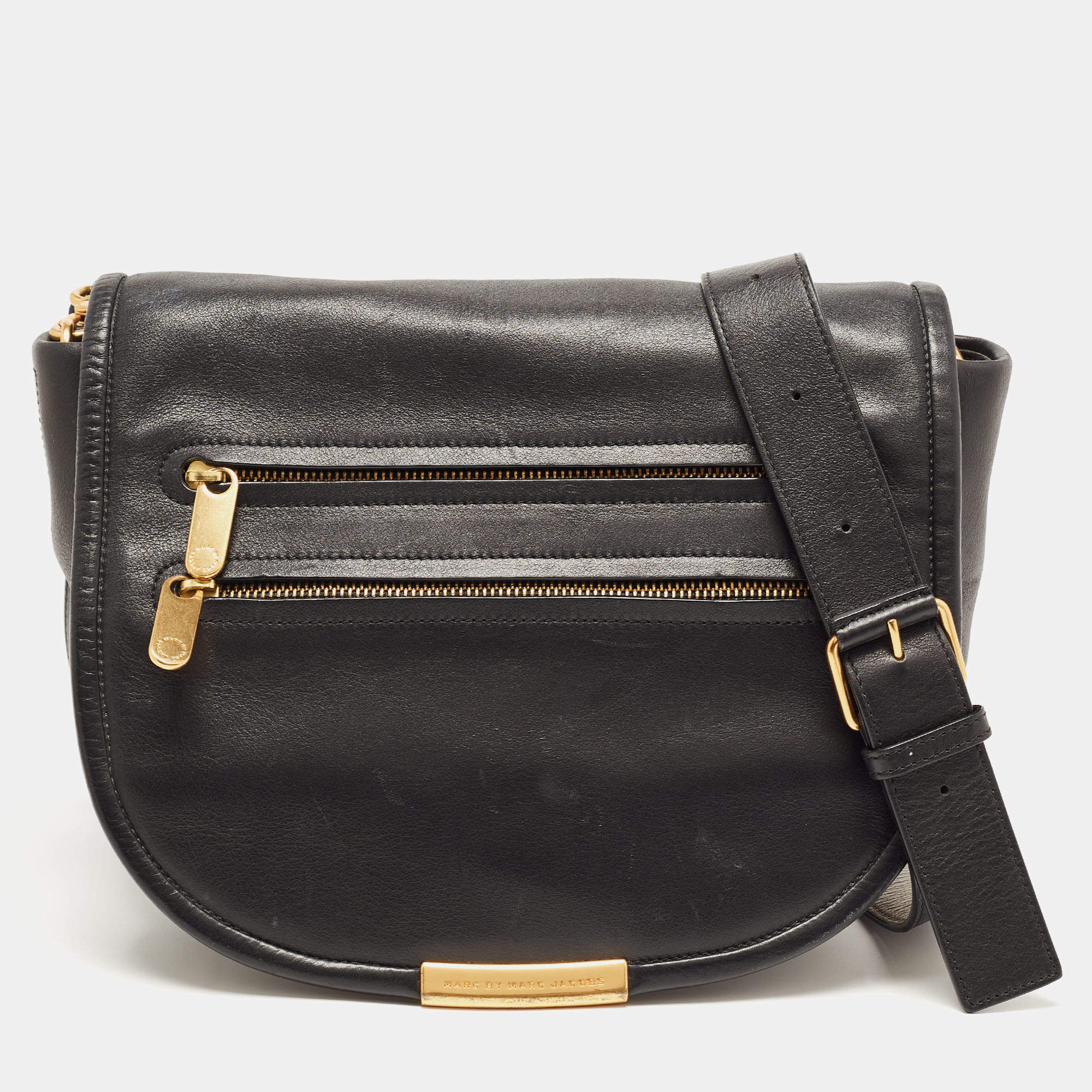Pre Owned Marc By Marc Jacobs Black Leather Luna Messenger Bag