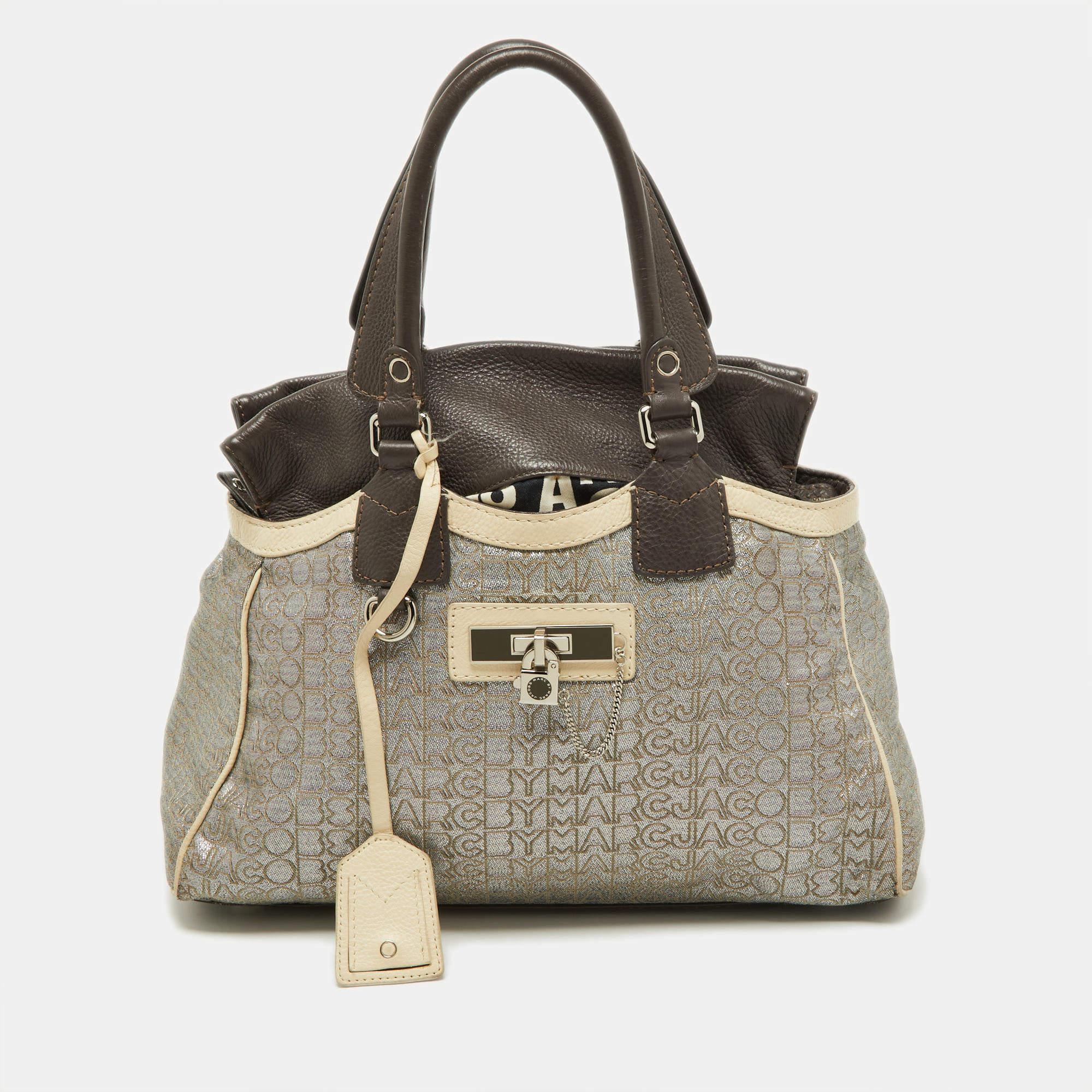 Pre Owned Marc by Marc Jacobs Tri Color Leather and Fabric Shoulder Bag