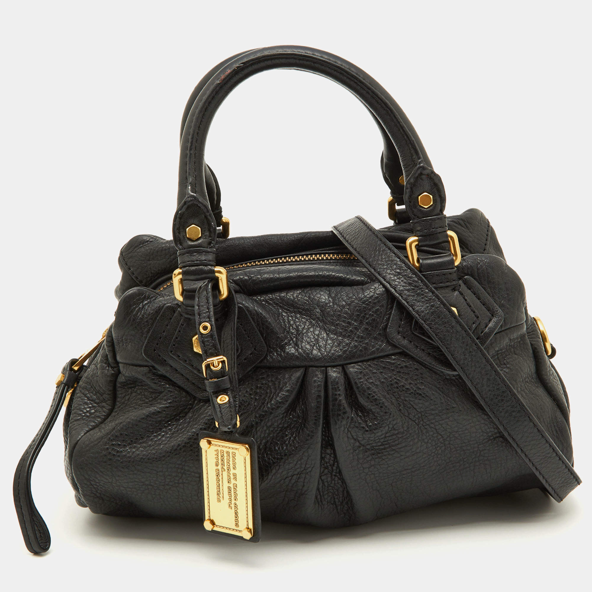 Pre Owned Marc by Marc Jacobs Black Leather Classic Q Groovee Satchel