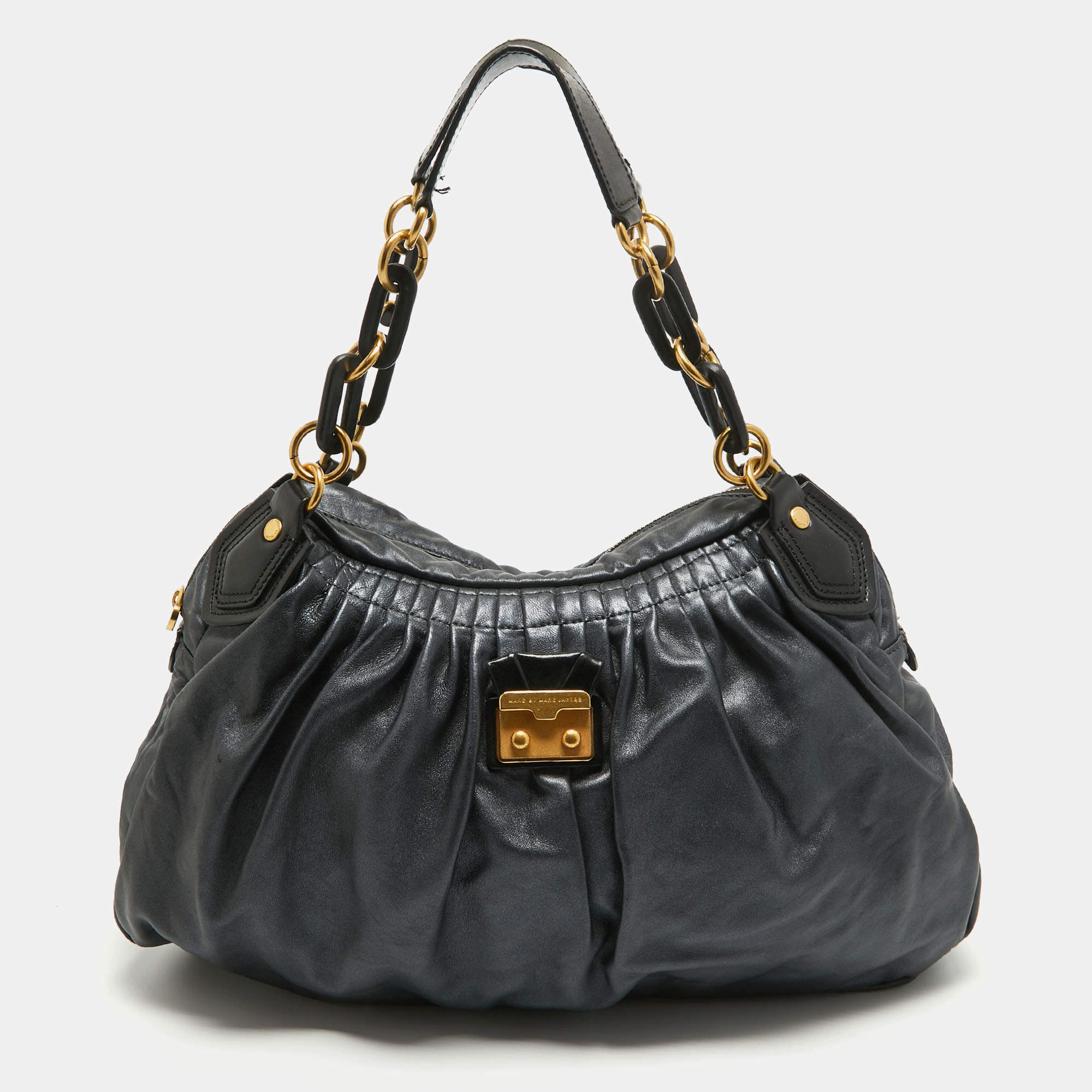Marc by Marc Jacobs Metallic Grey Leather Hobo