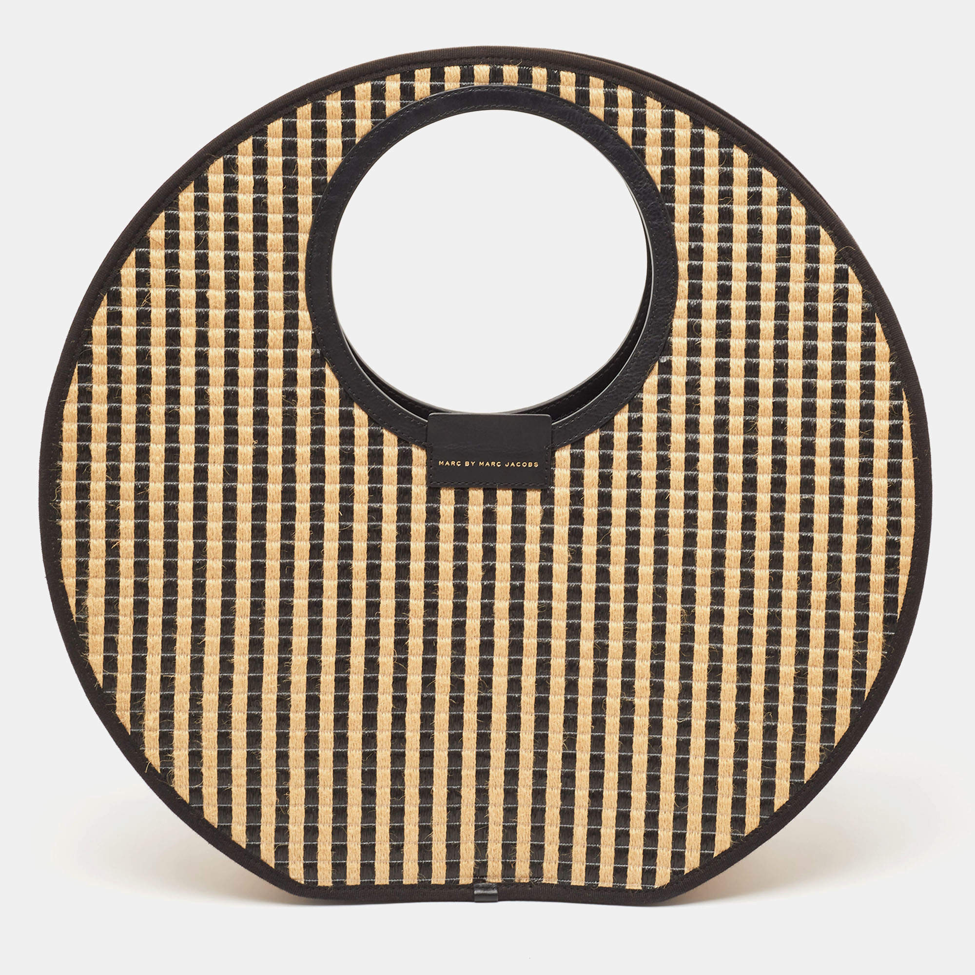 Pre Owned Marc by Marc Jacobs Black/Natural Jute Isle De Sea Satchel