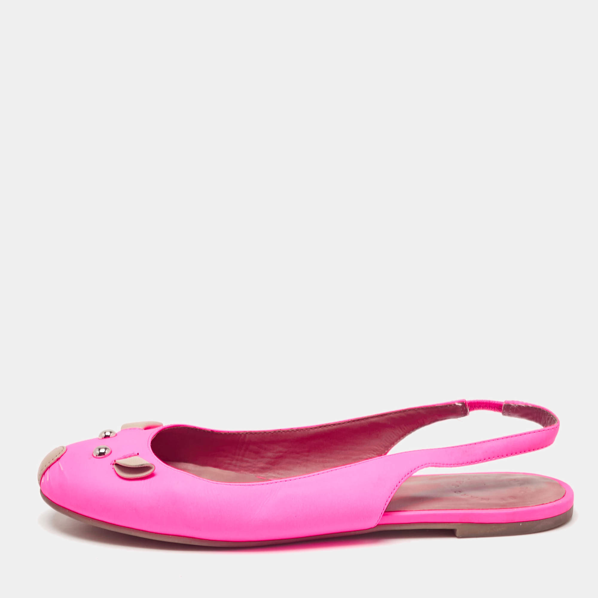 Marc by Marc Jacobs Pink Leather Mouse Slingback Flats Size 37