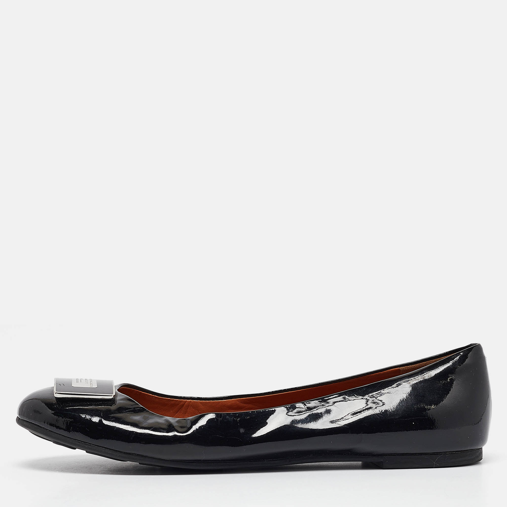 Pre Owned Marc by Marc Jacobs Black Patent Leather Ballet Flats Size 38.5
