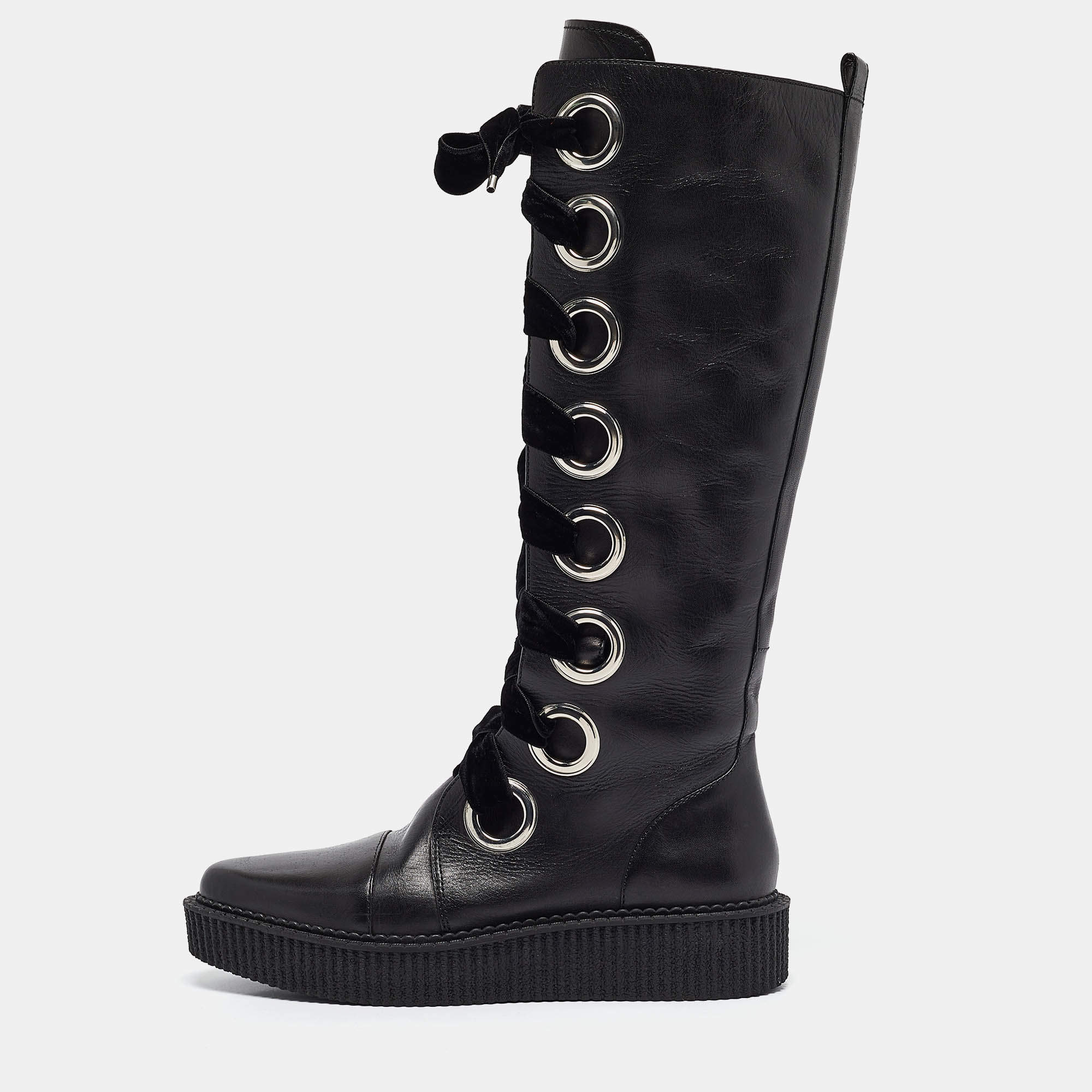 مملوكة مسبقًا Marc by Marc Jacobs Black Leather Knee Length Boots Size 39