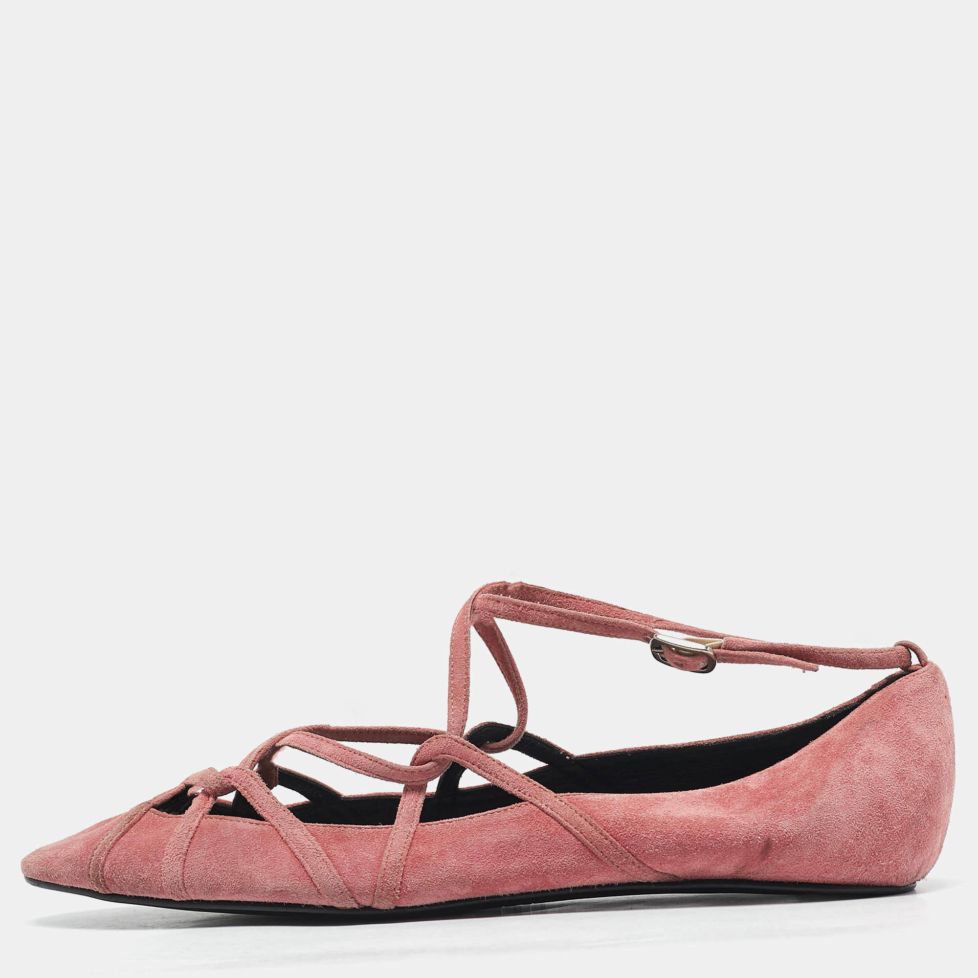 Marc by Marc Jacobs Pink Suede Strappy Ballet Flats Size 37