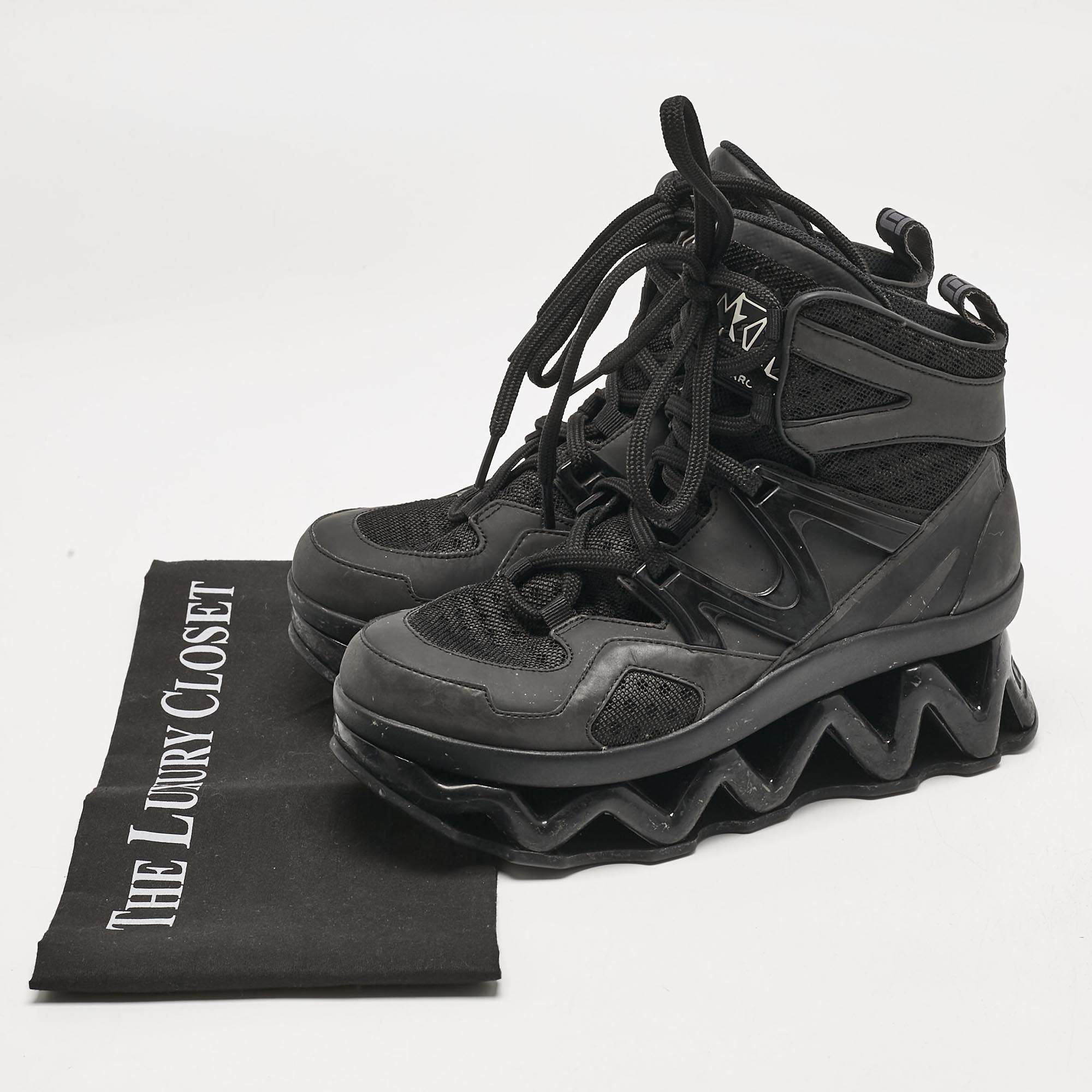 Marc by Marc Jacobs Black Leather High Top Sneakers Size 38