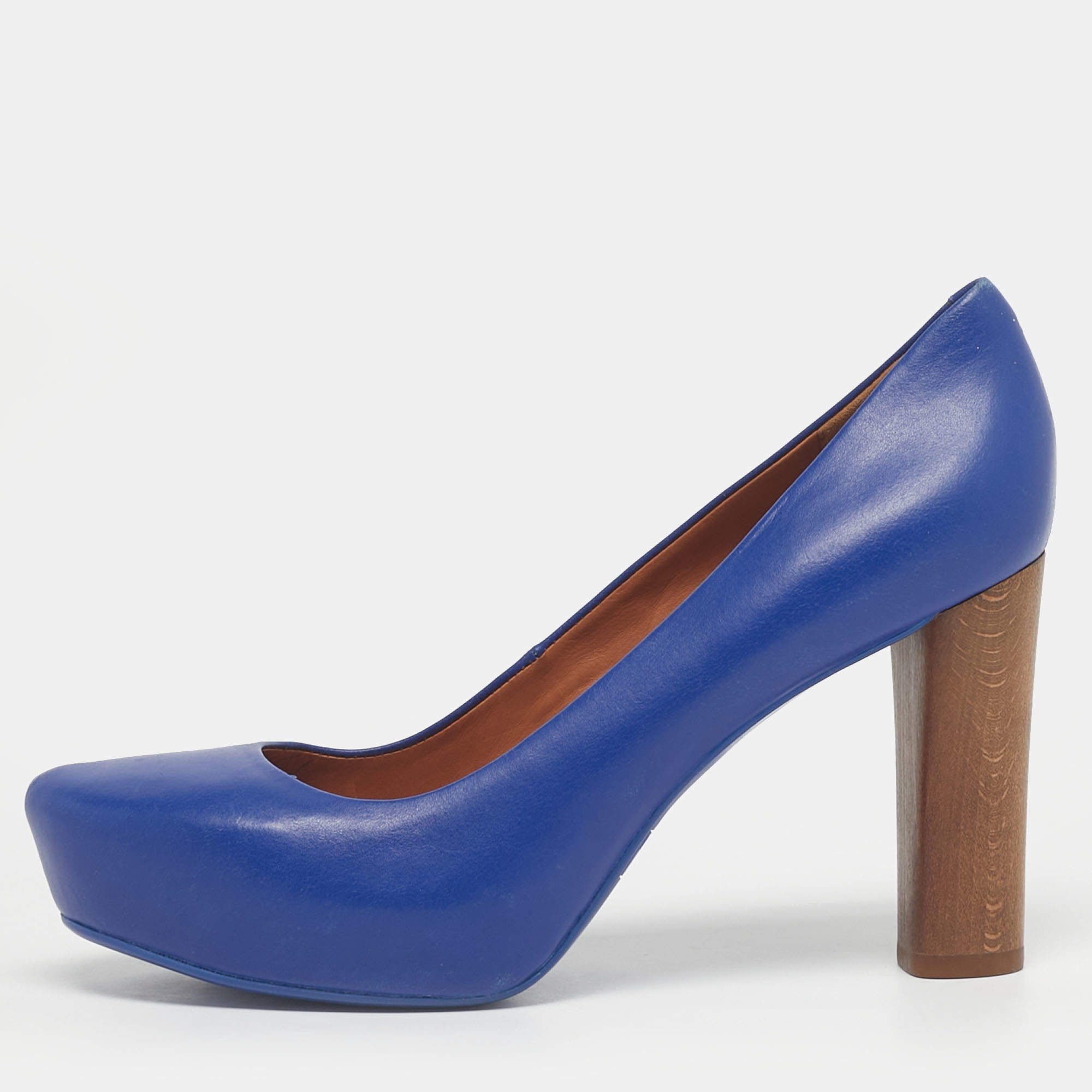 Pre Owned Marc by Marc Jacobs Blue Leather Platform Pumps Size 37
