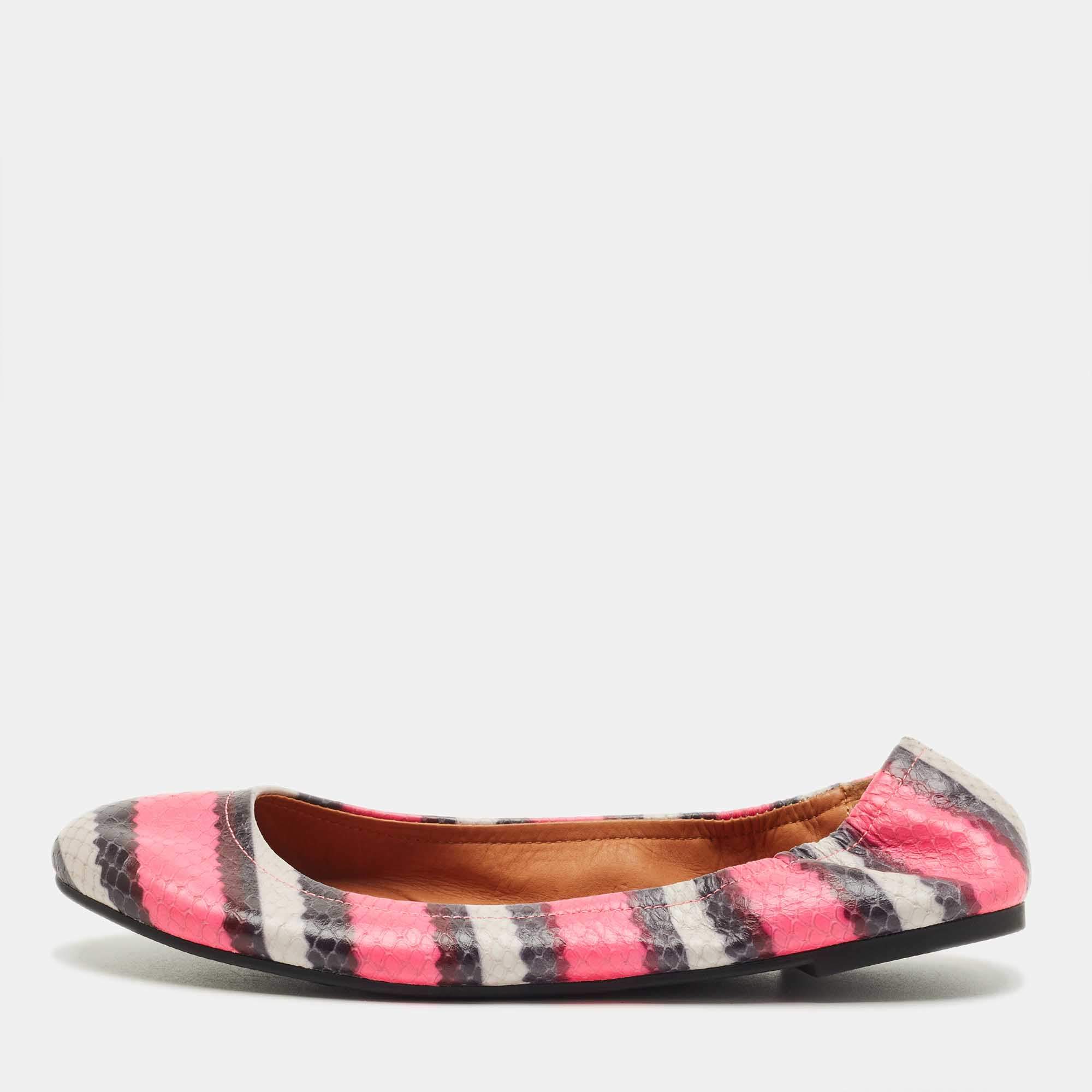 Pre Owned Marc by Marc Jacobs  Multicolor Watersnake Embossed Leather Ballet Flat Size 37.5