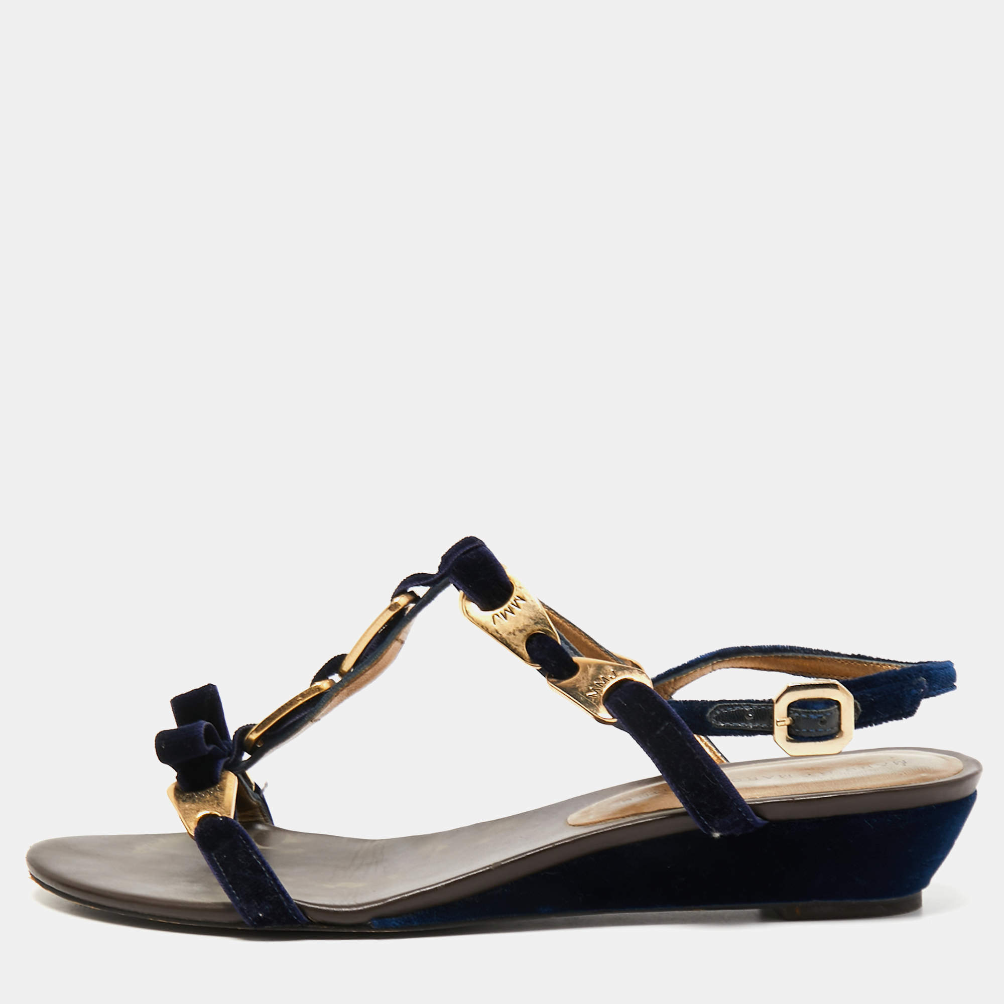 Pre Owned Marc by Marc Jacobs Blue Satin Ankle Strap Sandals Size 40
