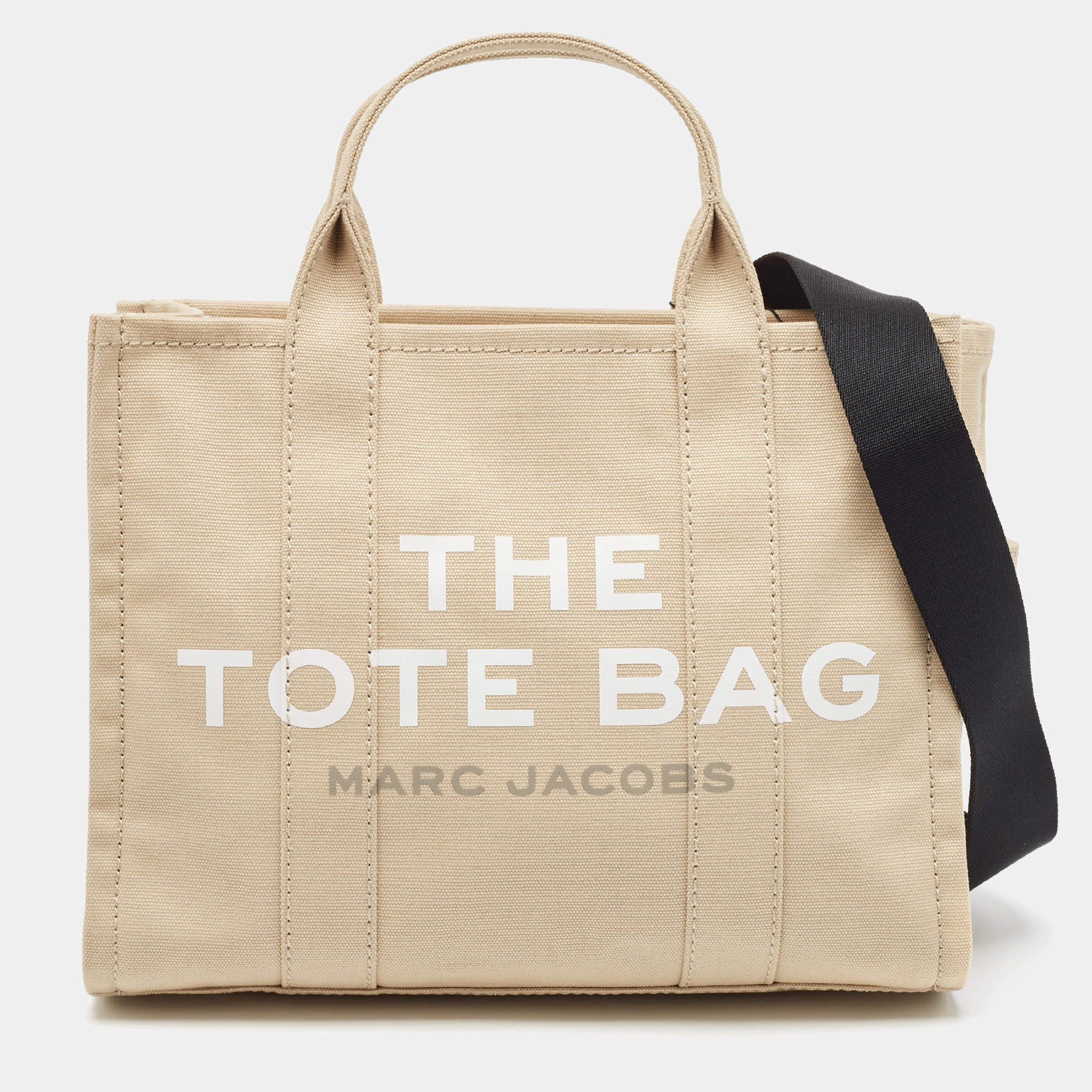 Marc Jacobs Beige/Black Canvas Medium The Tote Bag 