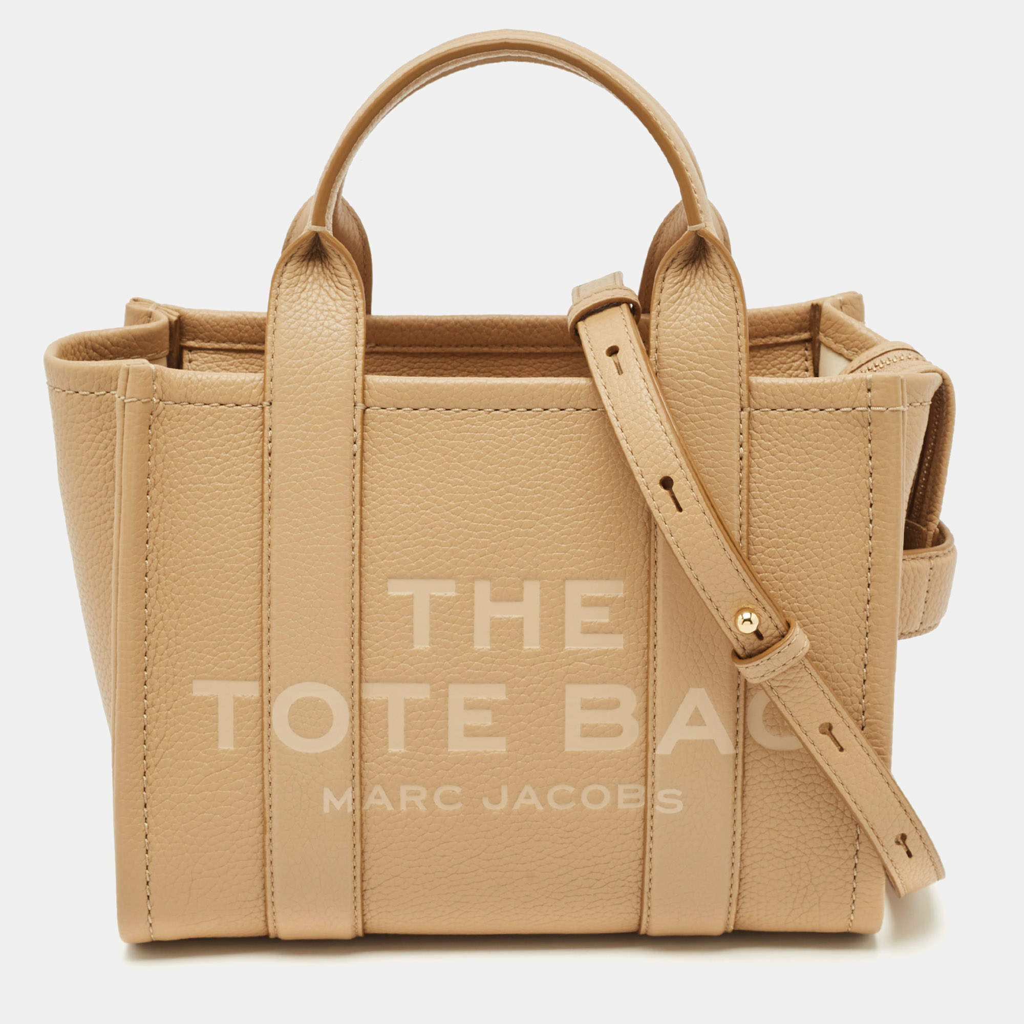 Pre Owned Marc Jacobs Beige Leather Small The Tote Bag