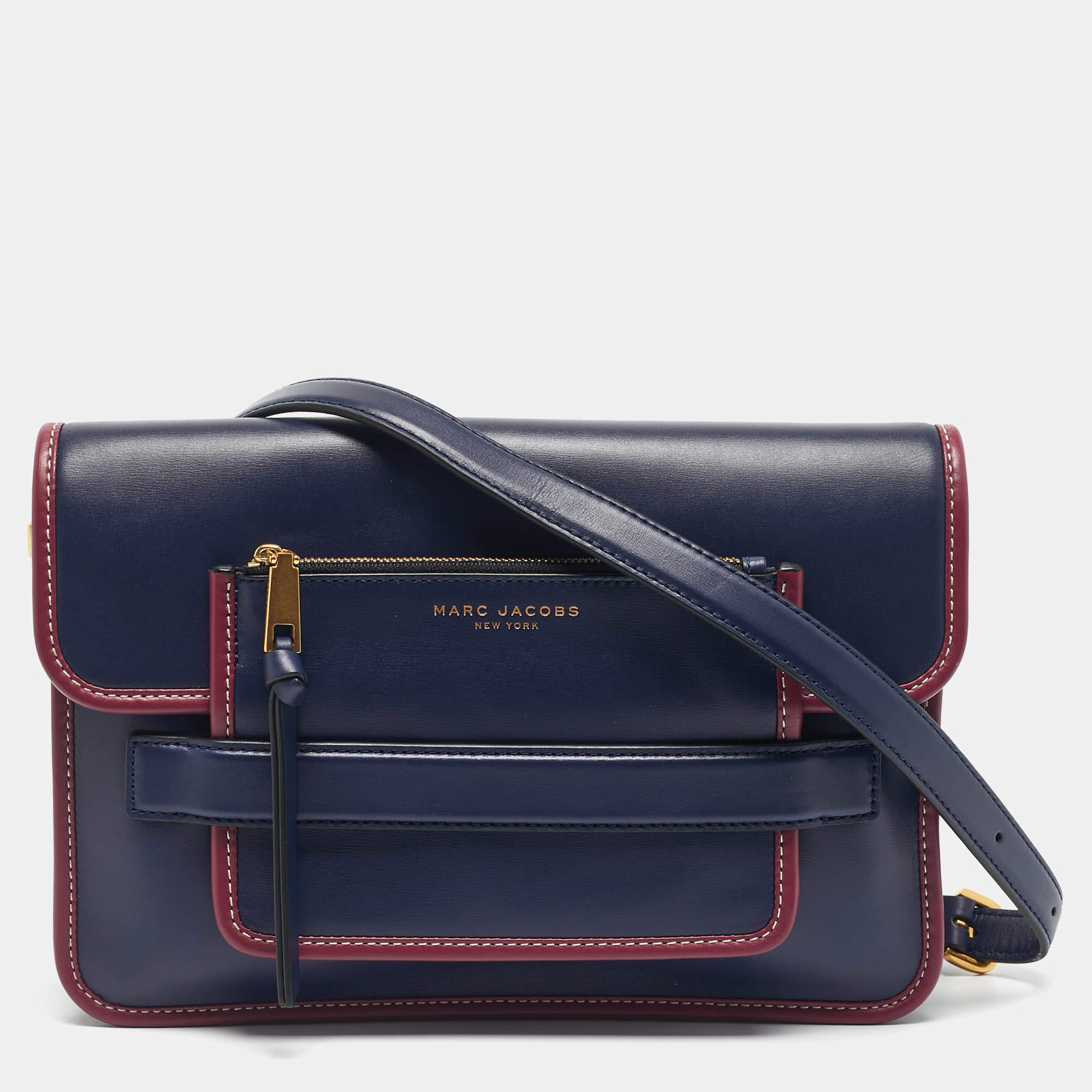 Pre Owned Marc Jacobs Navy Blue/Magenta Leather Large Madison Shoulder Bag