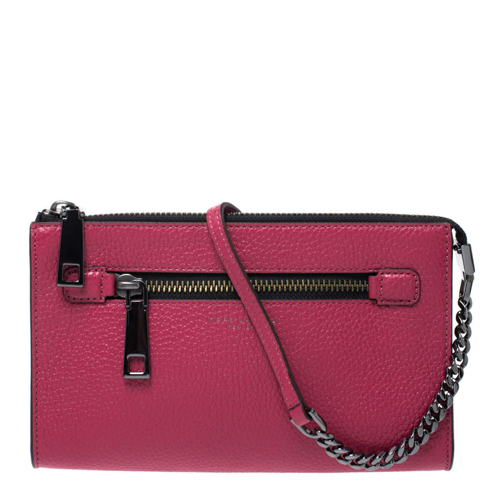 Marc Jacobs Raspberry Leather Small Gotham Crossbody Bag