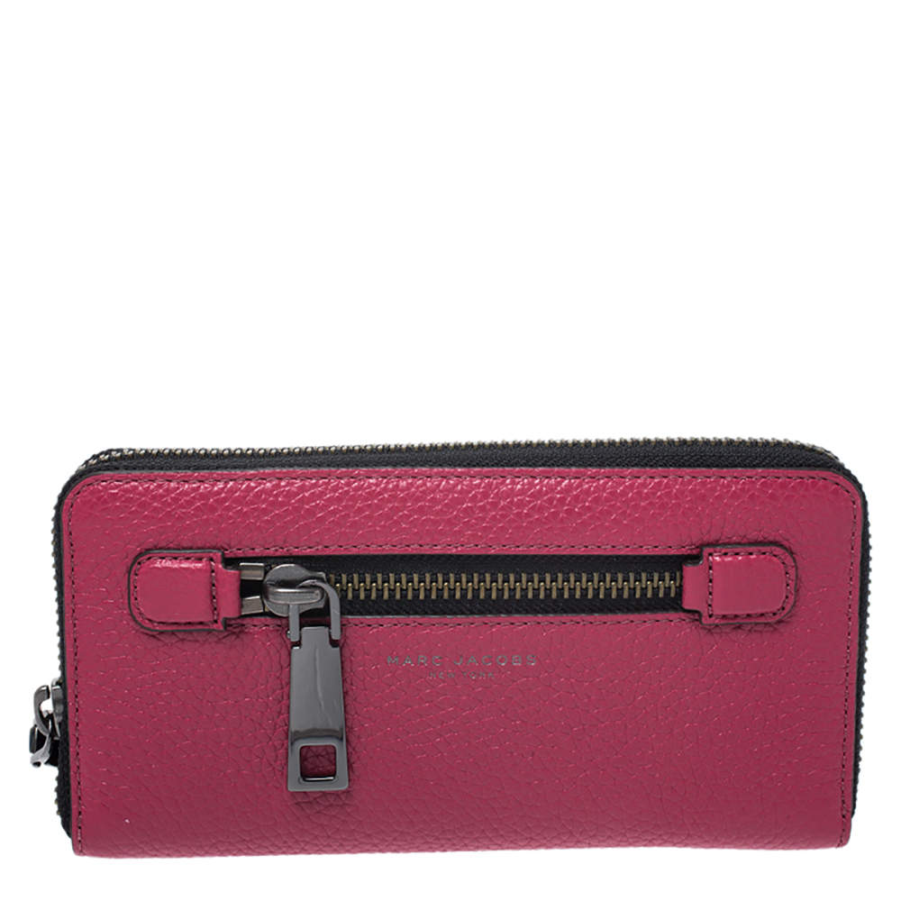 Marc Jacobs Raspberry Pink Leather Gotham Zip Around Wallet