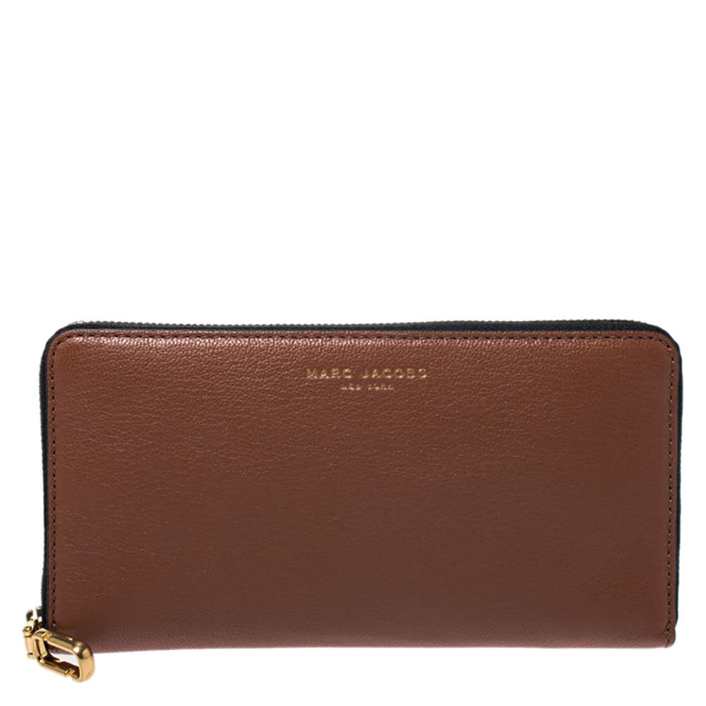 Marc Jacobs Caramel Brown Leather Zip Around Wallet