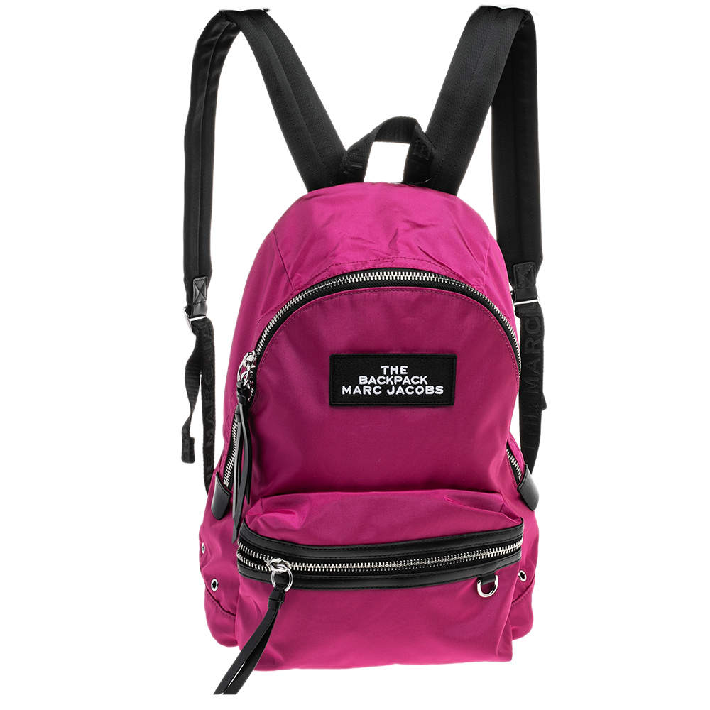 Pre Owned Marc Jacobs Pink/Black Nylon And Leather Medium Backpack