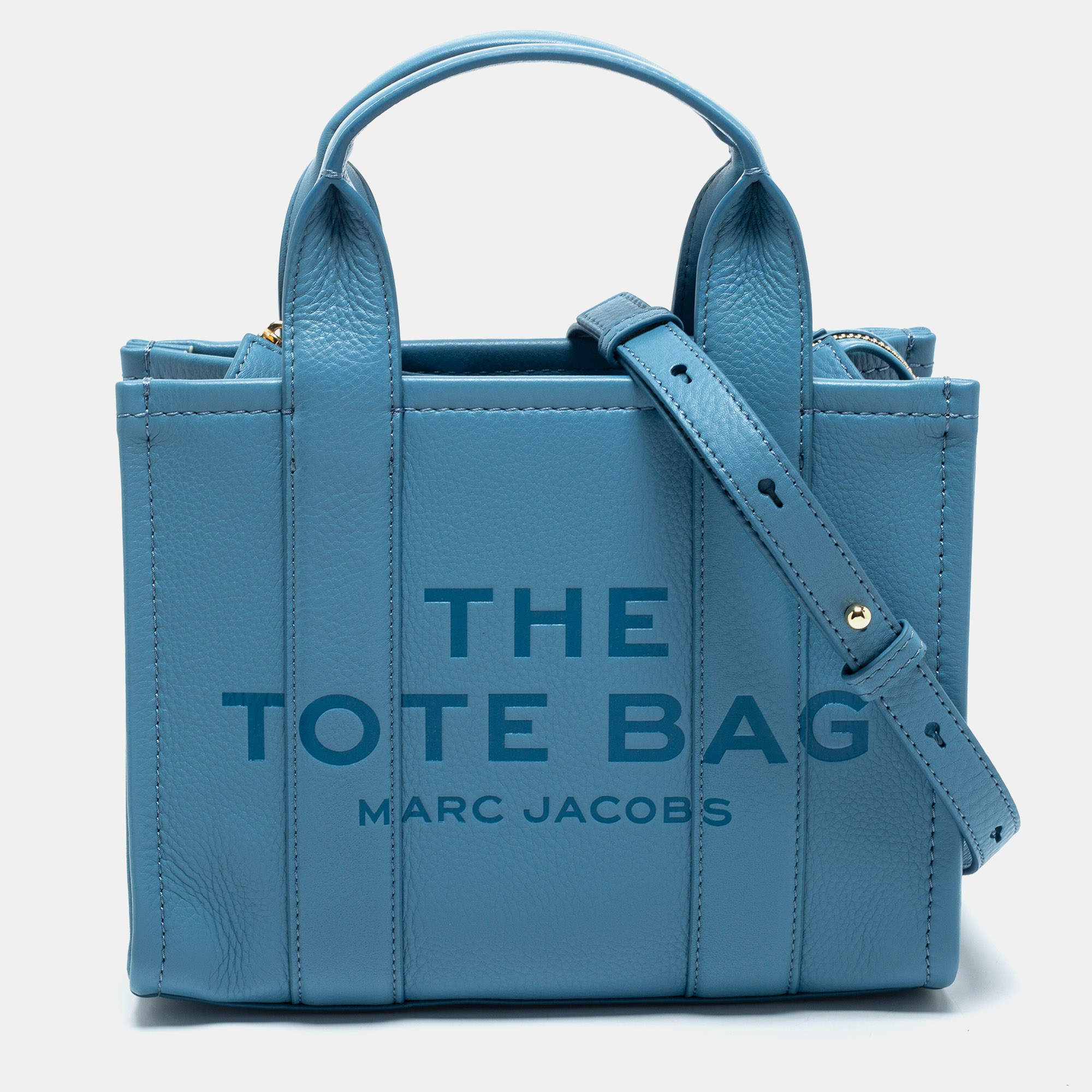 Pre Owned Marc Jacobs Blue Leather Mini Tote Bag