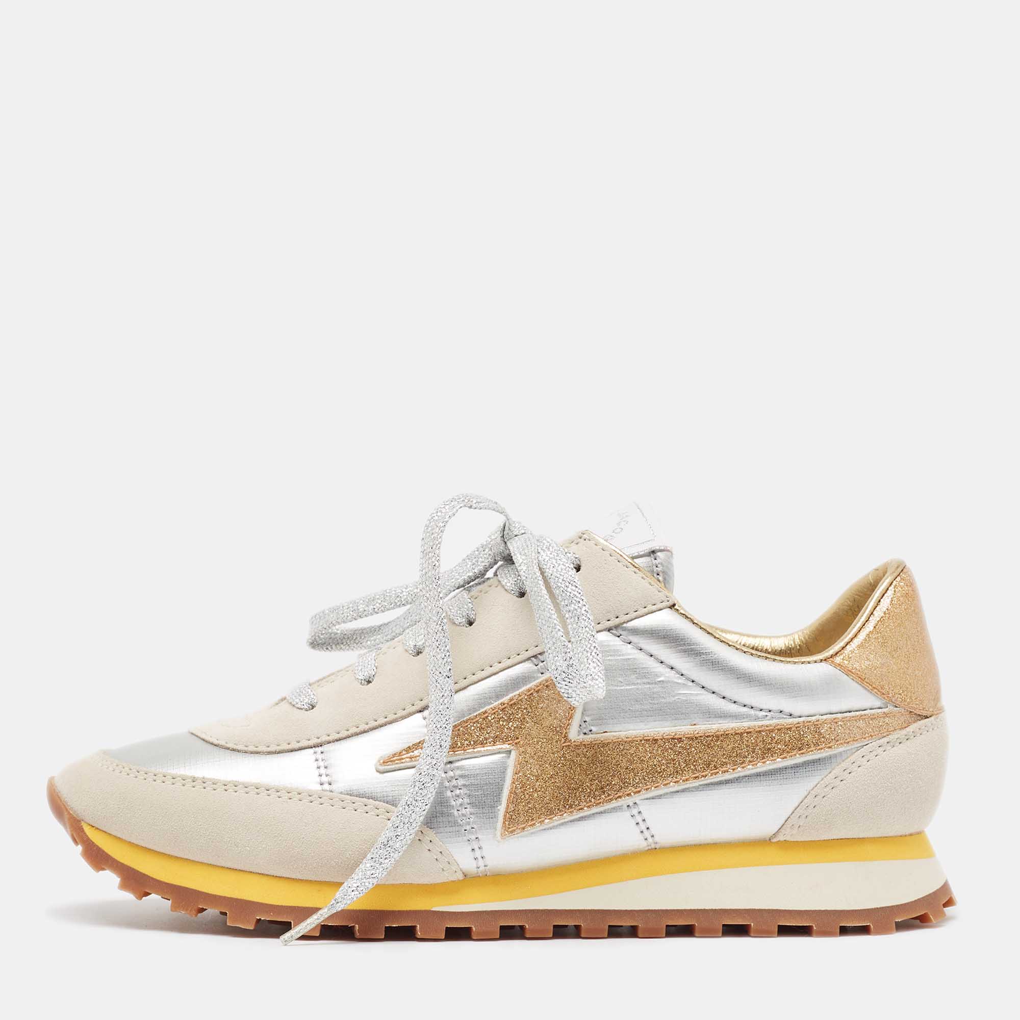 Pre Owned Marc Jacobs Two Tone Suede and Leather Lace Up  Sneakers Size 36