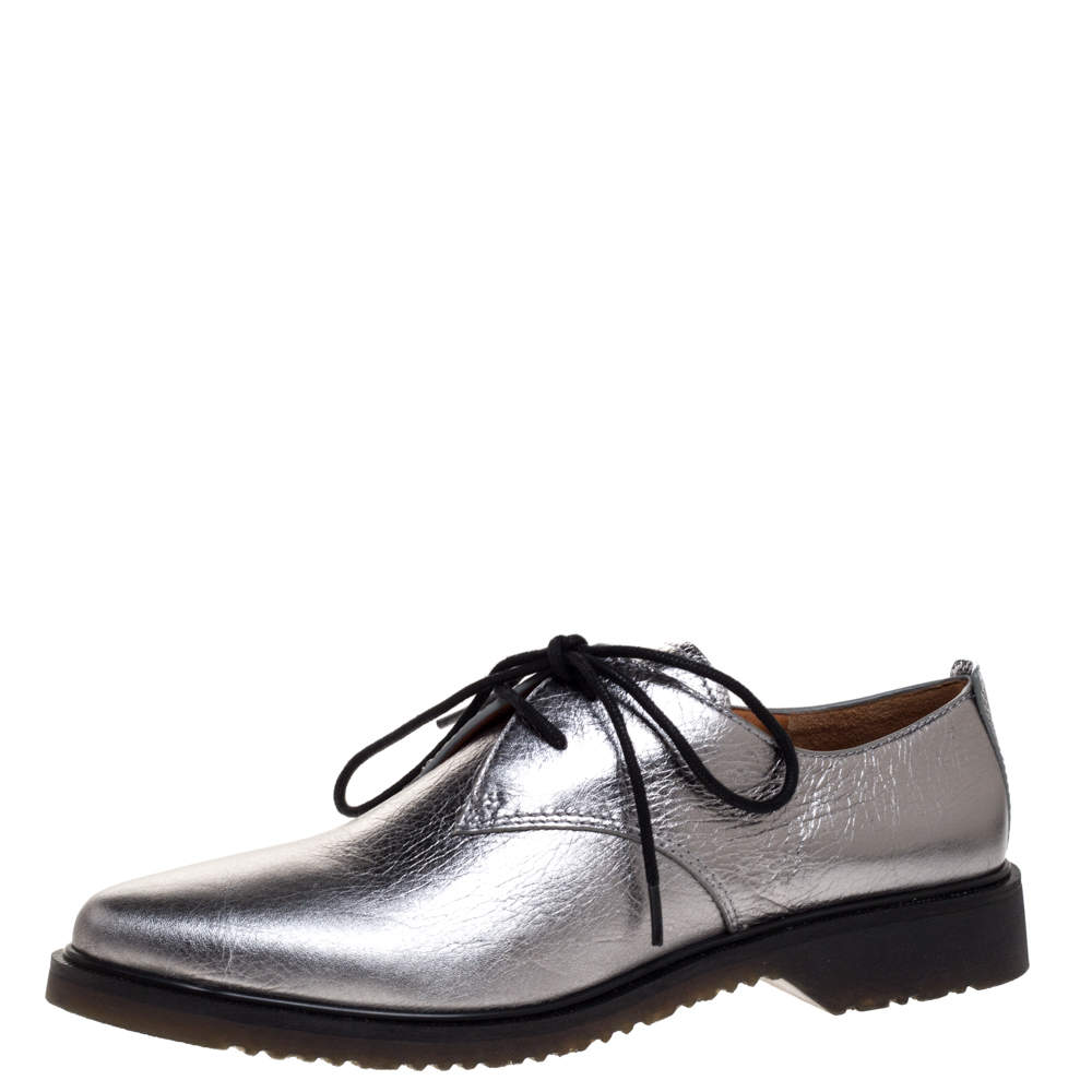 Pre Owned Marc Jacobs Grey Leather Lace Up Derby Size 39