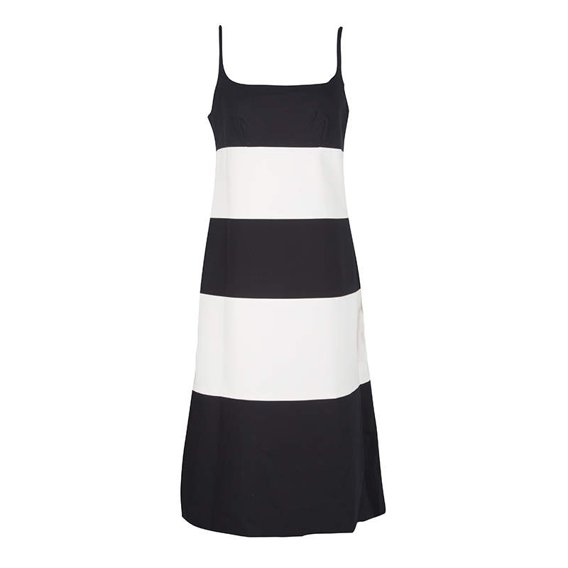 Pre Owned Marc Jacobs Monochrome Colorblock Cotton Mohair Blend Sleeveless Dress S