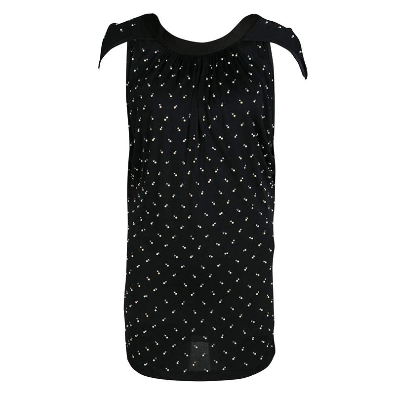 Pre Owned Marc Jacobs Black Embellished Knit Tie Detail Tunic XS