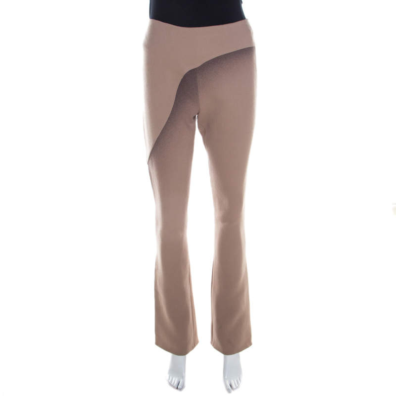 Marc Jacobs Brown Wool Crepe Wave Insert Fitted Pants S