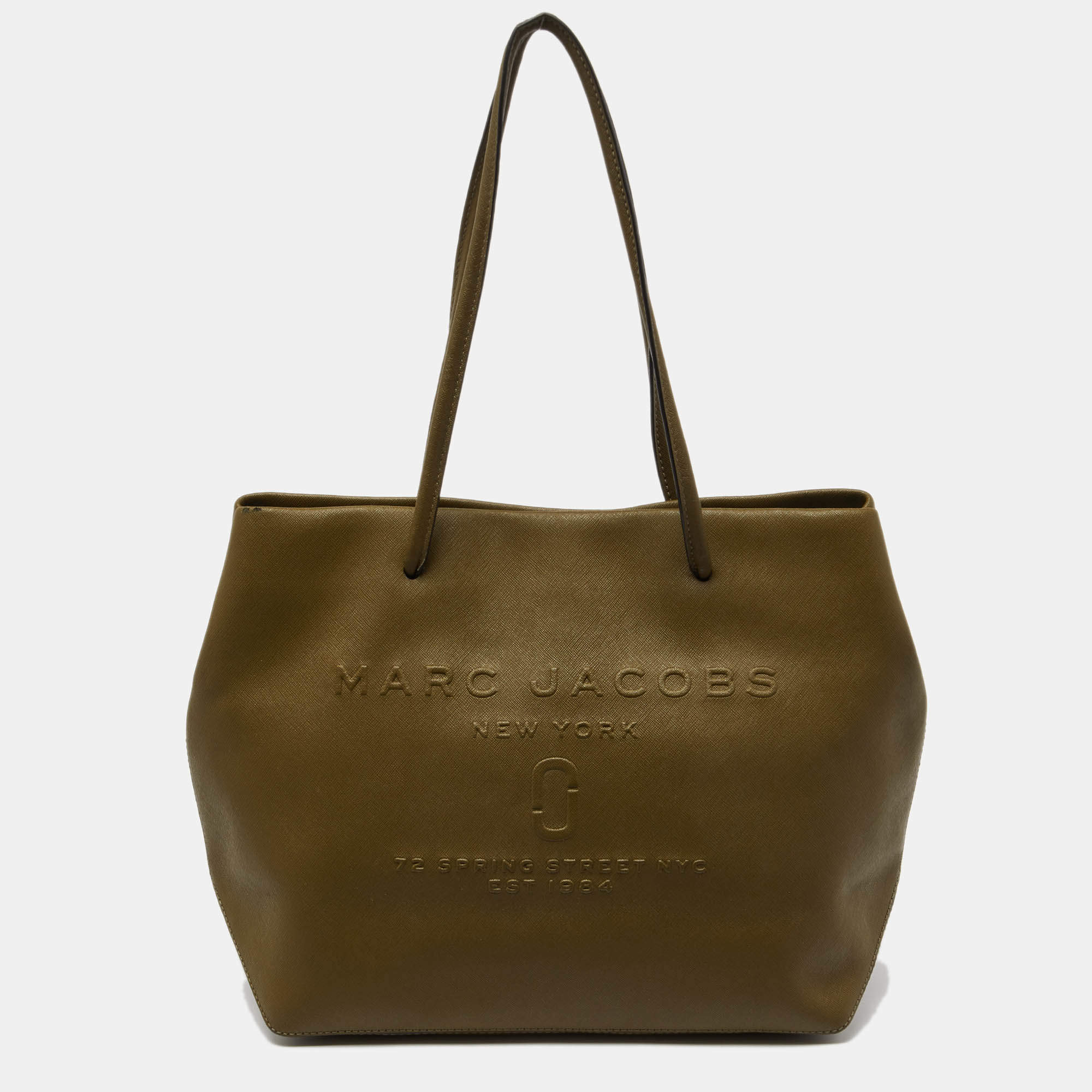 Pre Owned Marc Jacobs Green Leather East West Shopper Tote