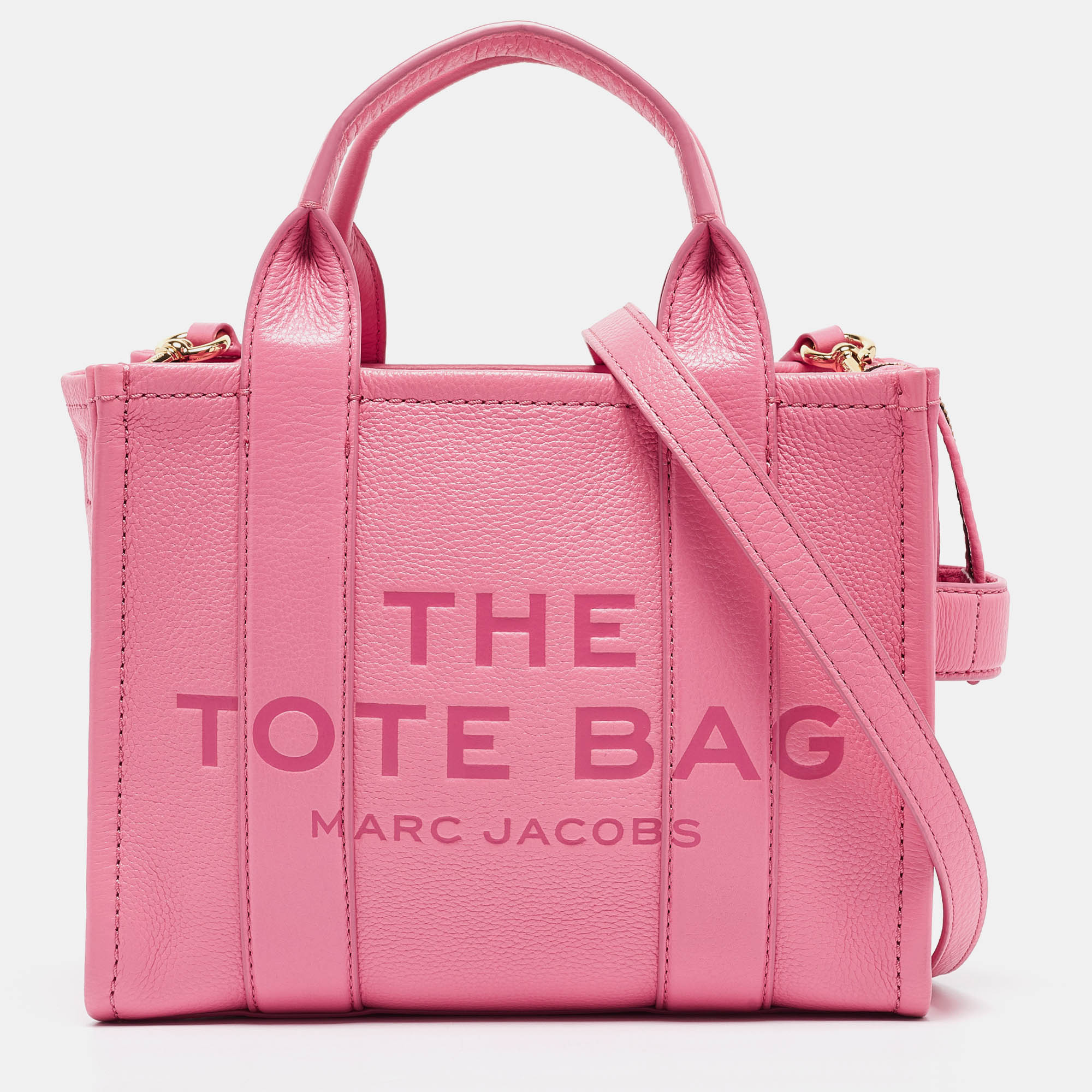 Pre Owned Marc Jacobs Pink Leather Small The Tote Bag