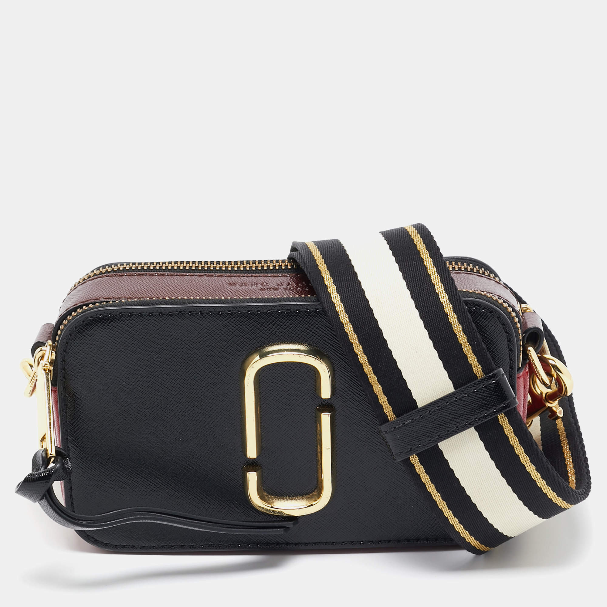 Marc Jacobs Black/Red Patent Leather Snapshot Camera Crossbody Bag