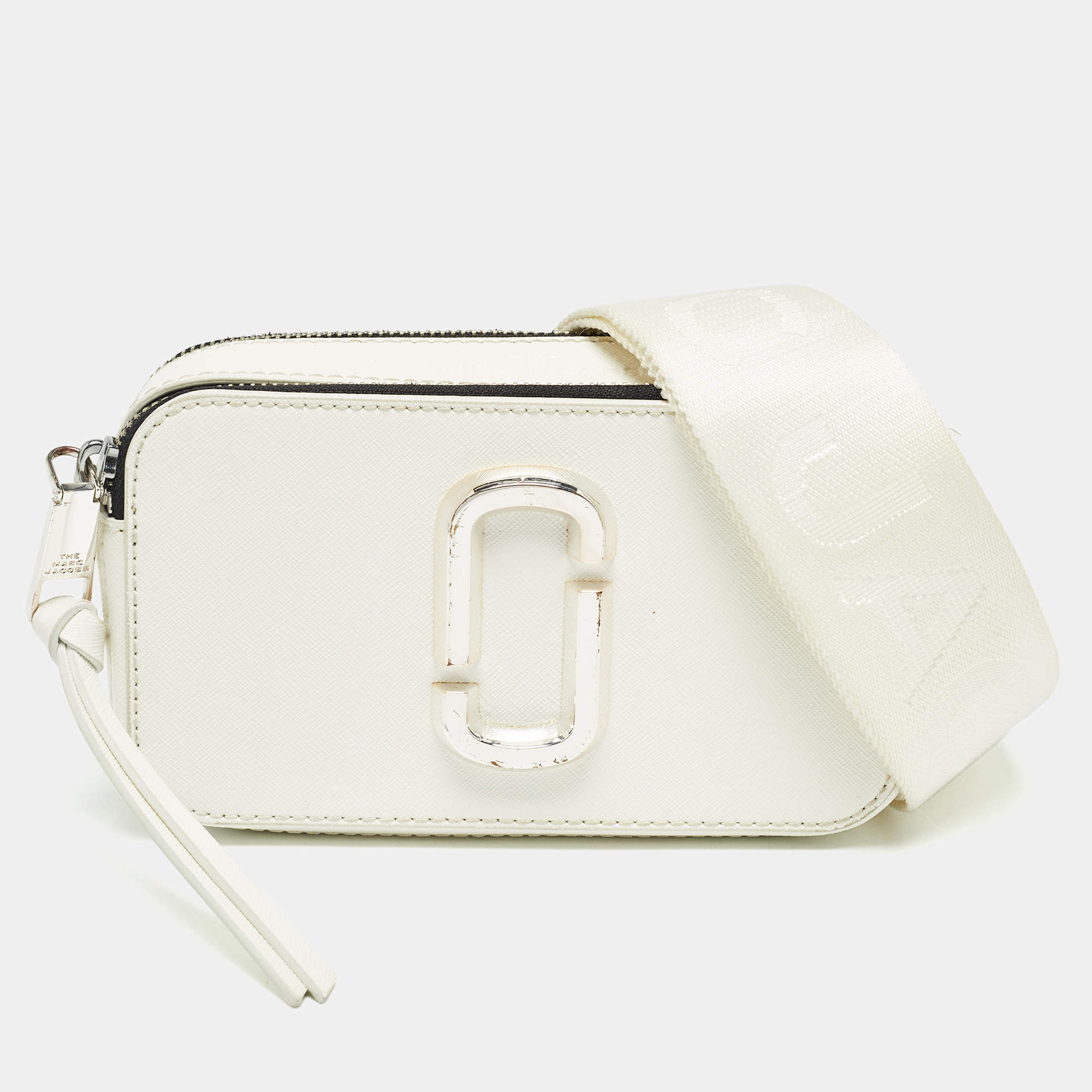 Pre Owned Marc Jacobs White Patent Leather Snapshot Crossbody Bag