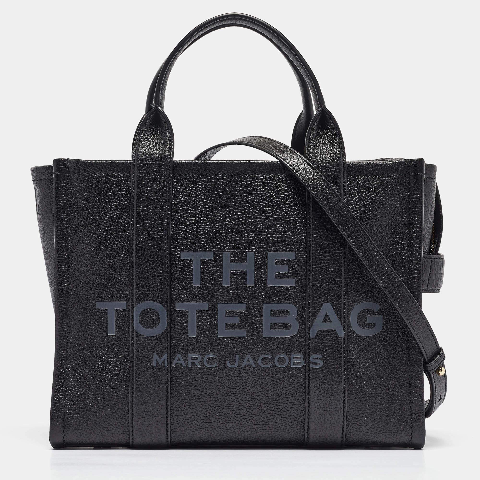 Pre Owned Marc Jacobs Black Leather Medium The Tote Bag