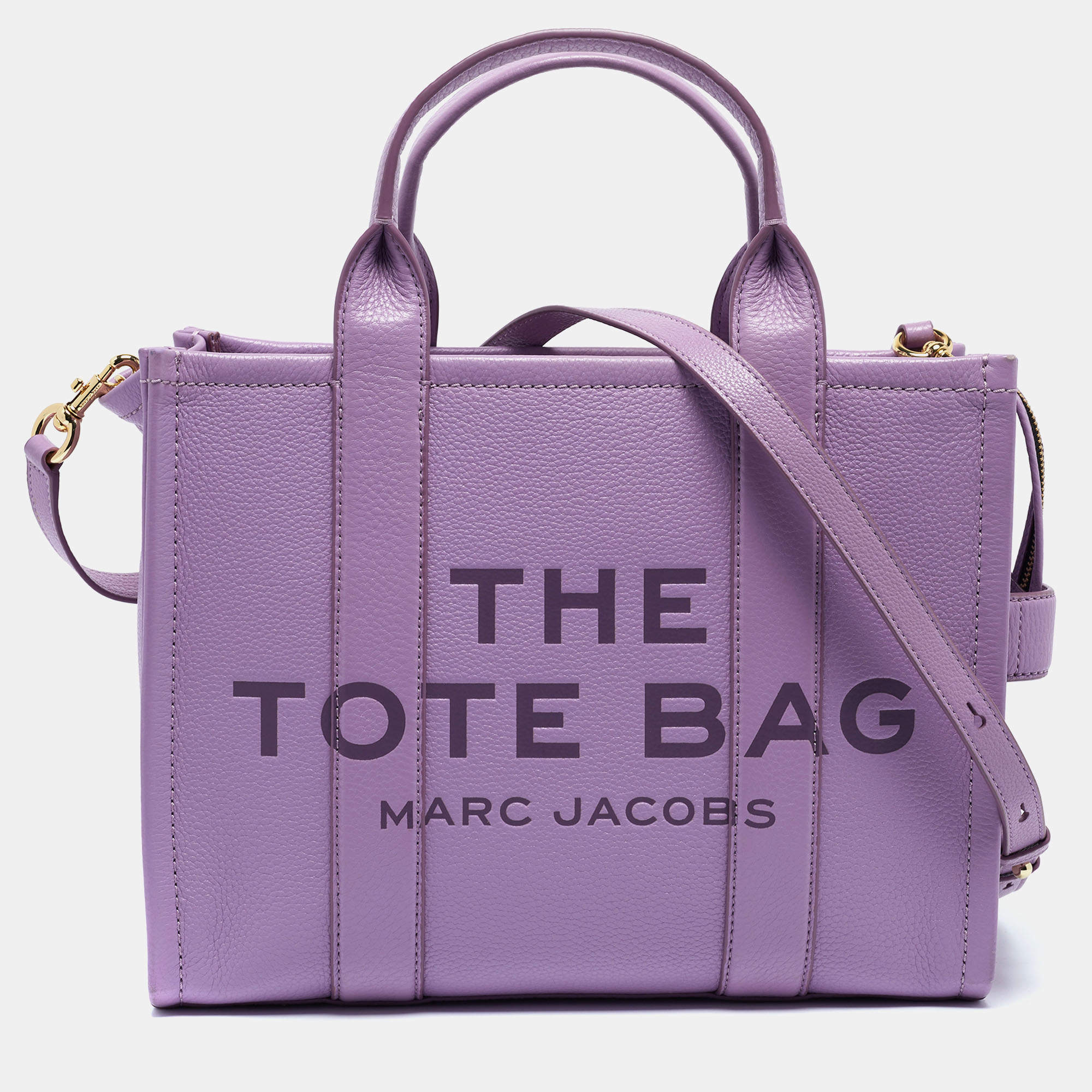 Pre Owned Marc Jacobs Purple Leather Medium The Tote Bag