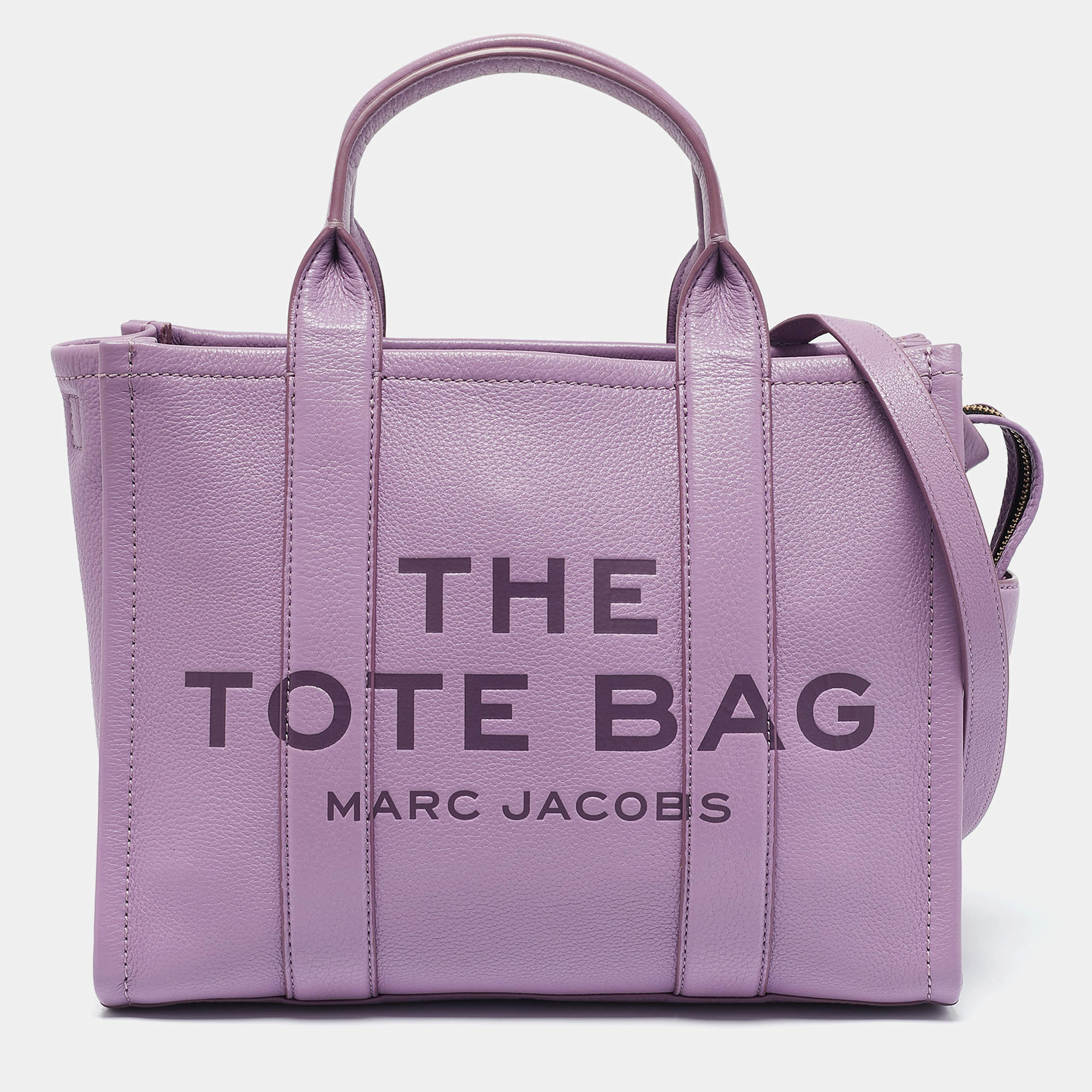 Pre Owned Marc Jacobs Purple Leather Medium The Tote Bag