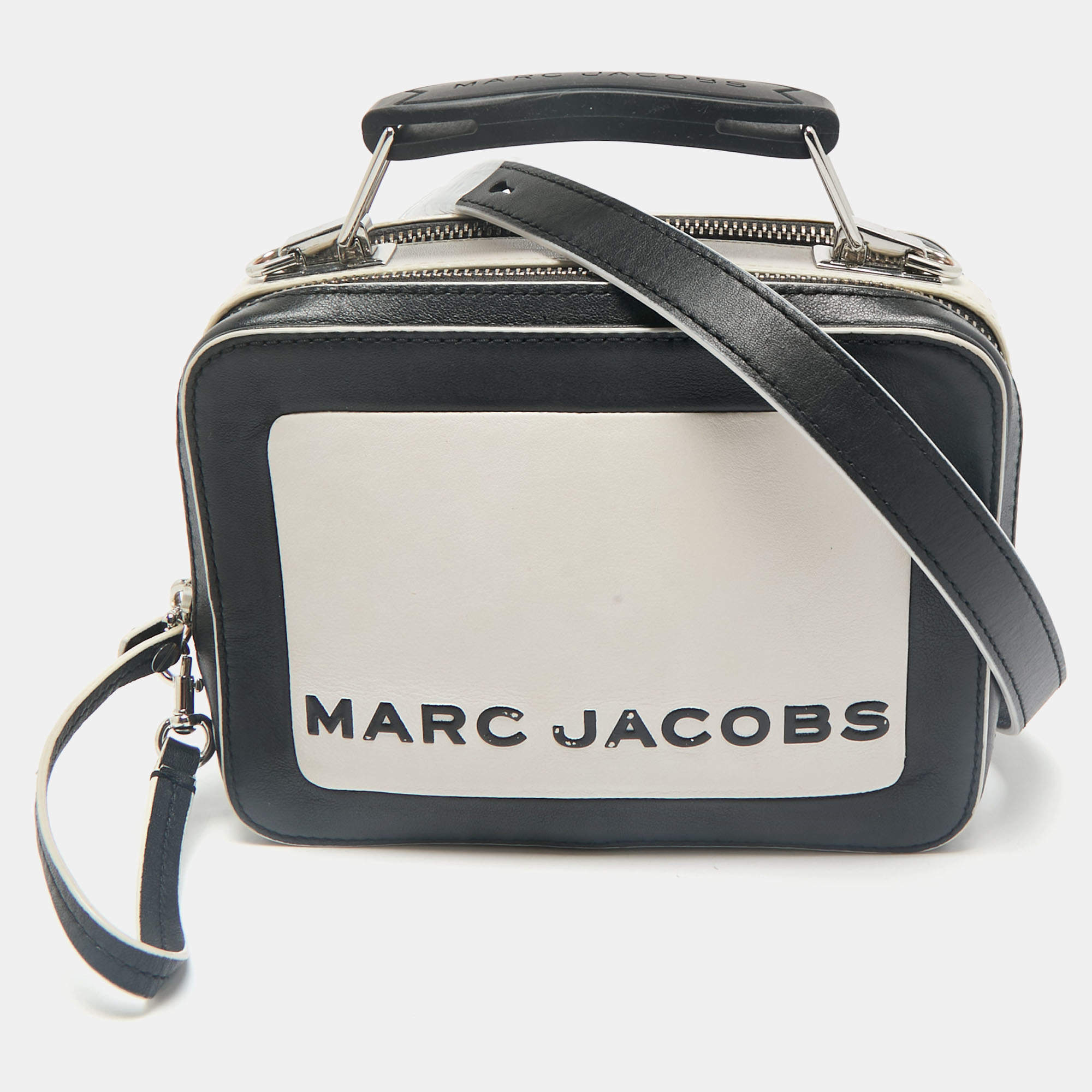 Pre Owned Marc Jacobs Black/White Leather The Mini Box Bag