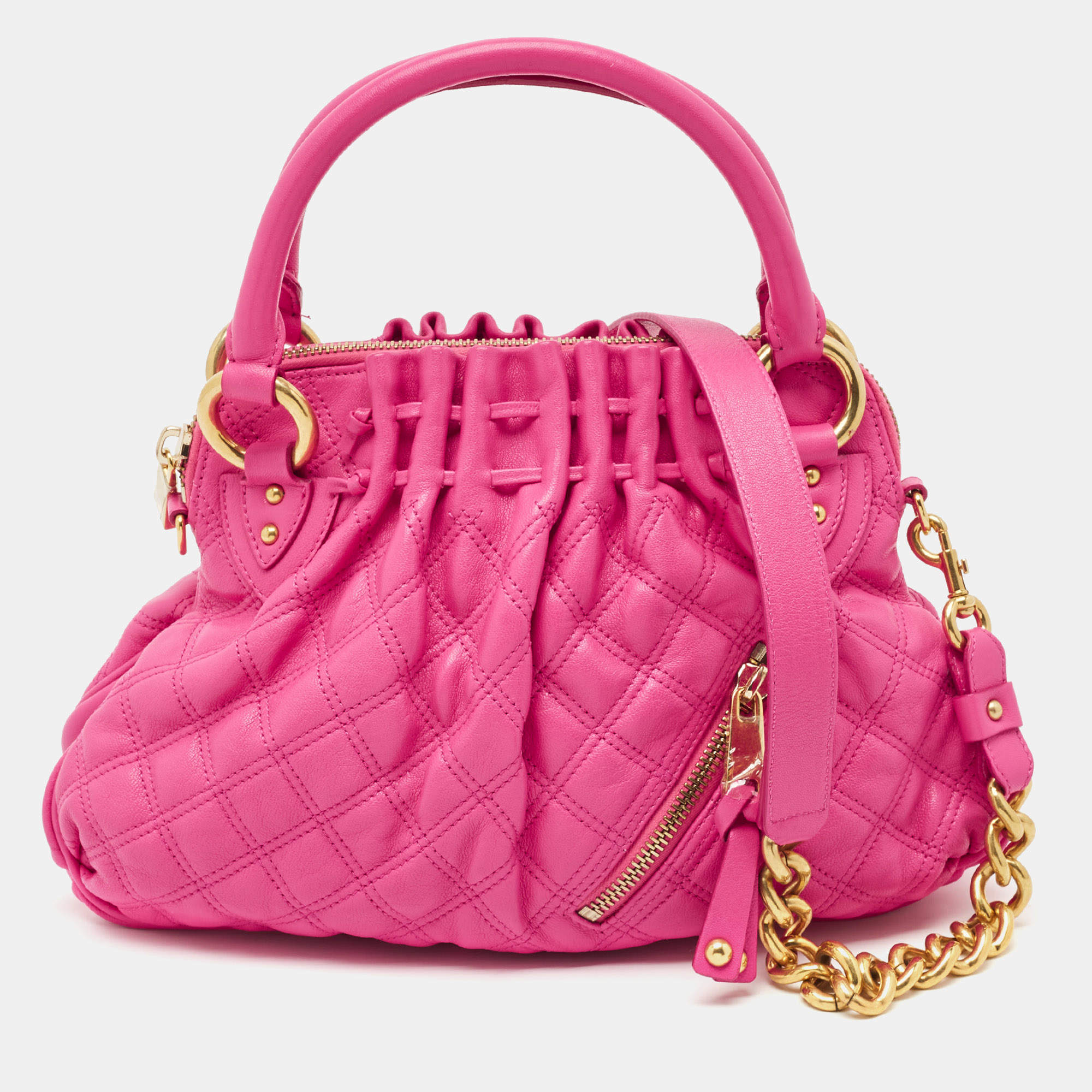 Pre Owned Marc Jacobs Pink Quilted Leather Small Cecilia Shoulder Bag