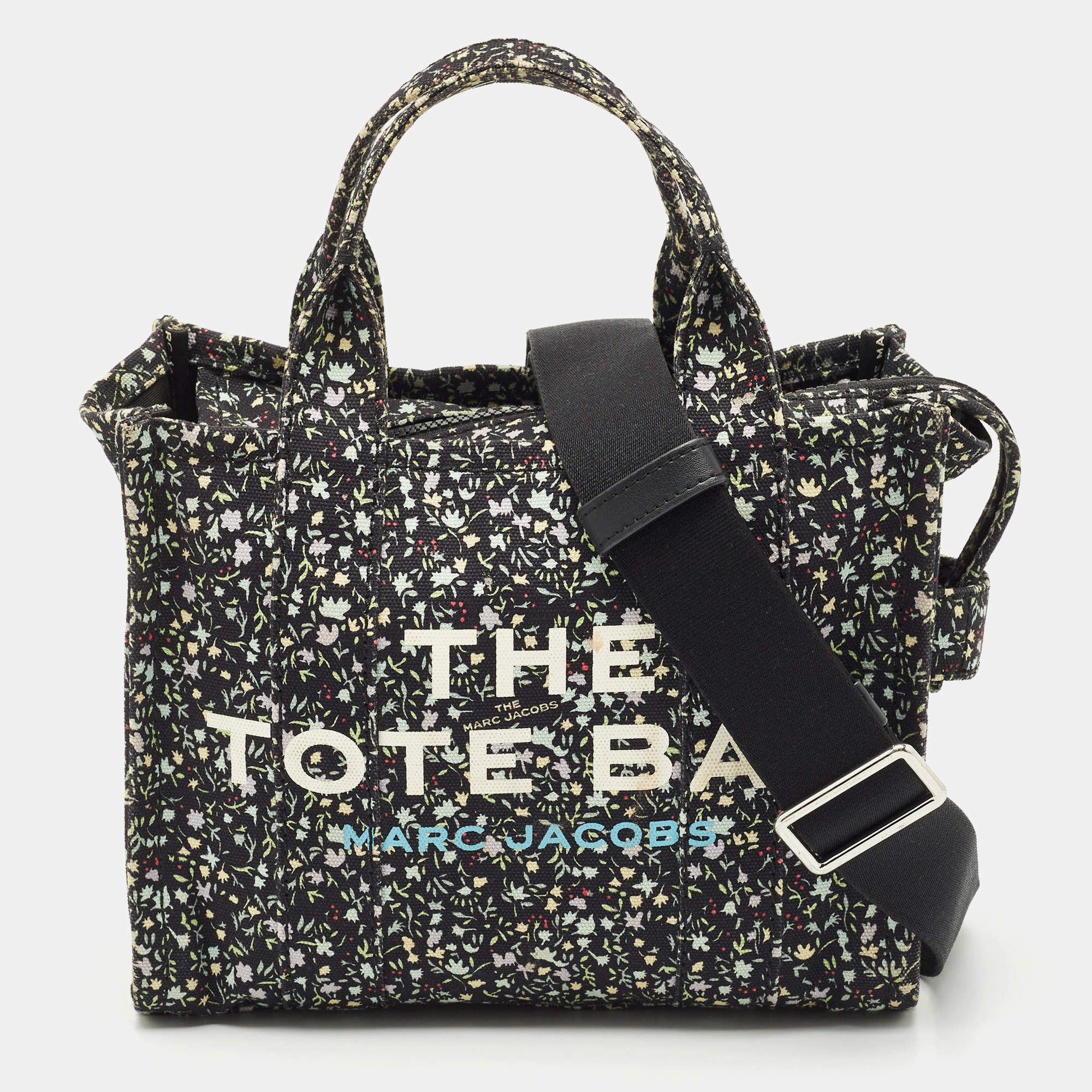 Marc Jacobs Black Canvas Small Ditsy Floral The Tote Bag