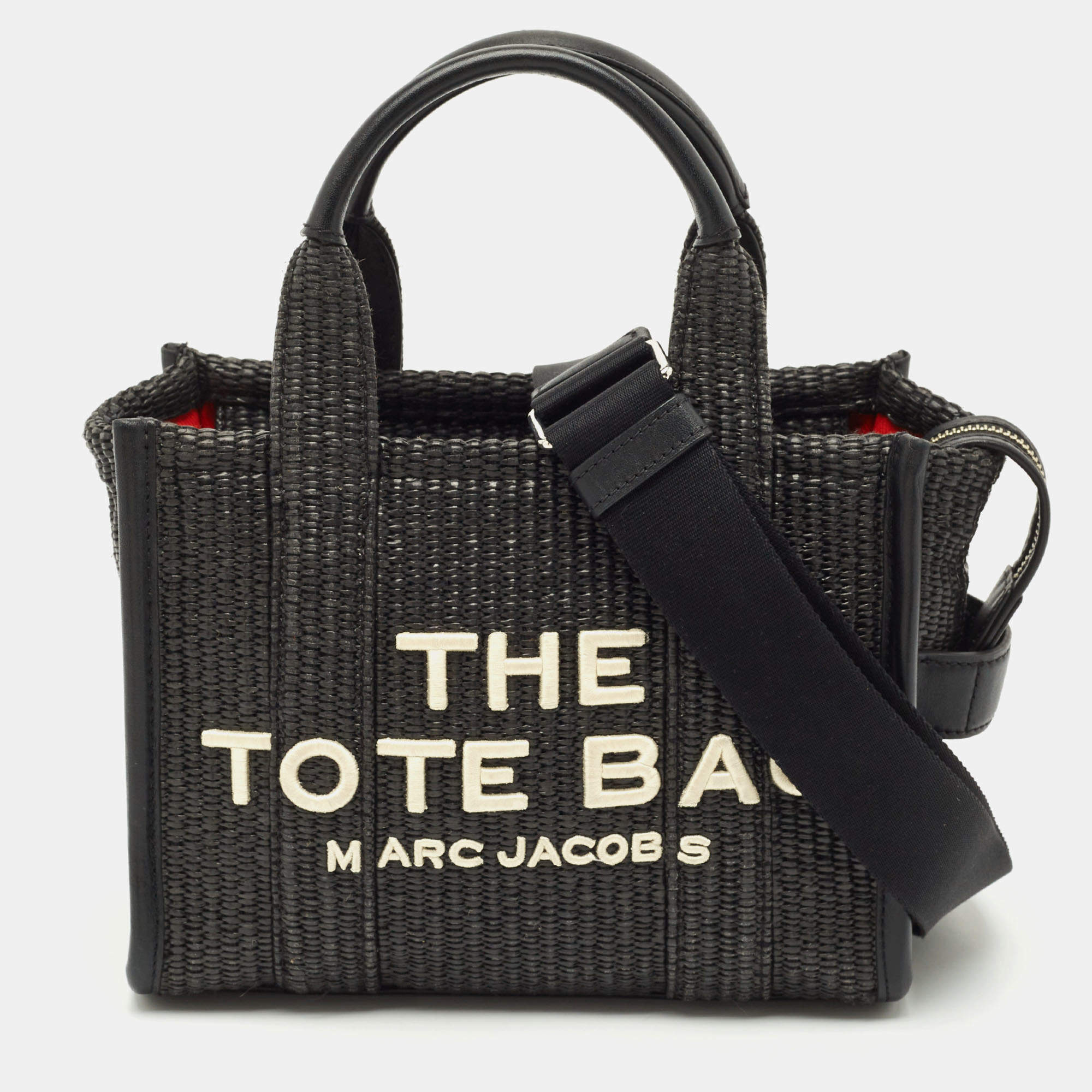 Pre Owned Marc Jacobs Black Raffia Small The Tote Bag