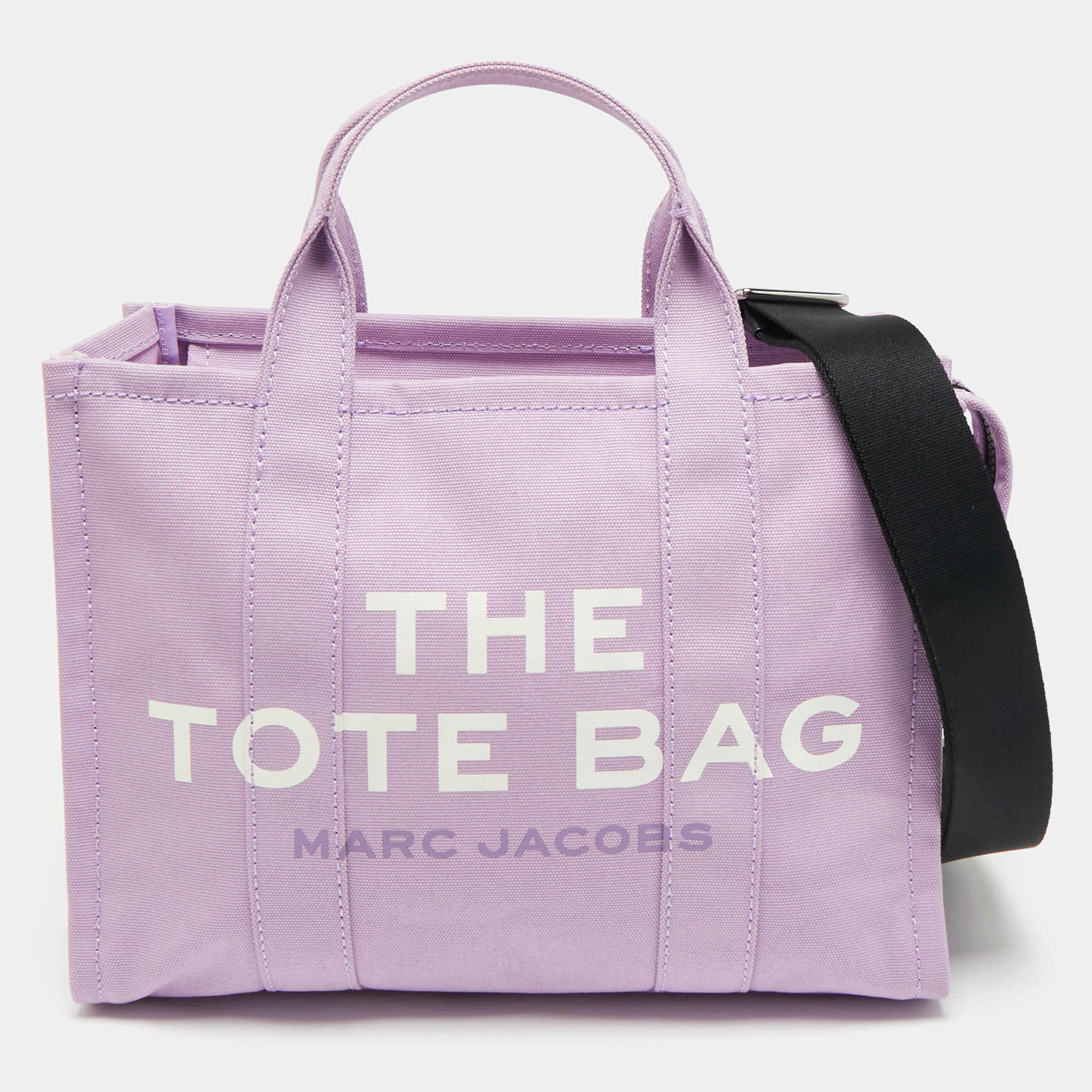 Pre Owned Marc Jacobs Lilac/Black Canvas Medium The Tote Bag