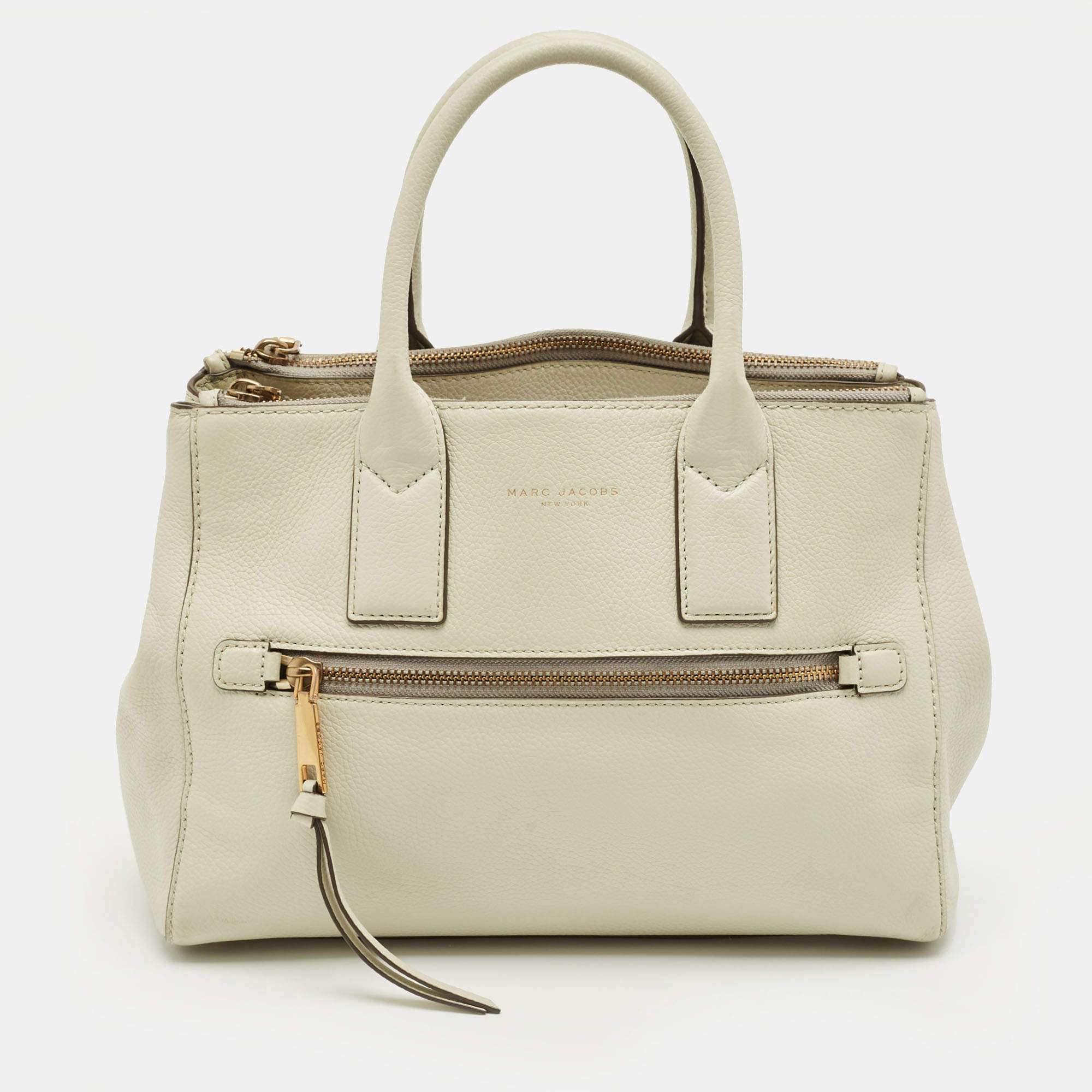 Pre Owned Marc Jacobs Off White Leather Gotham North South Tote