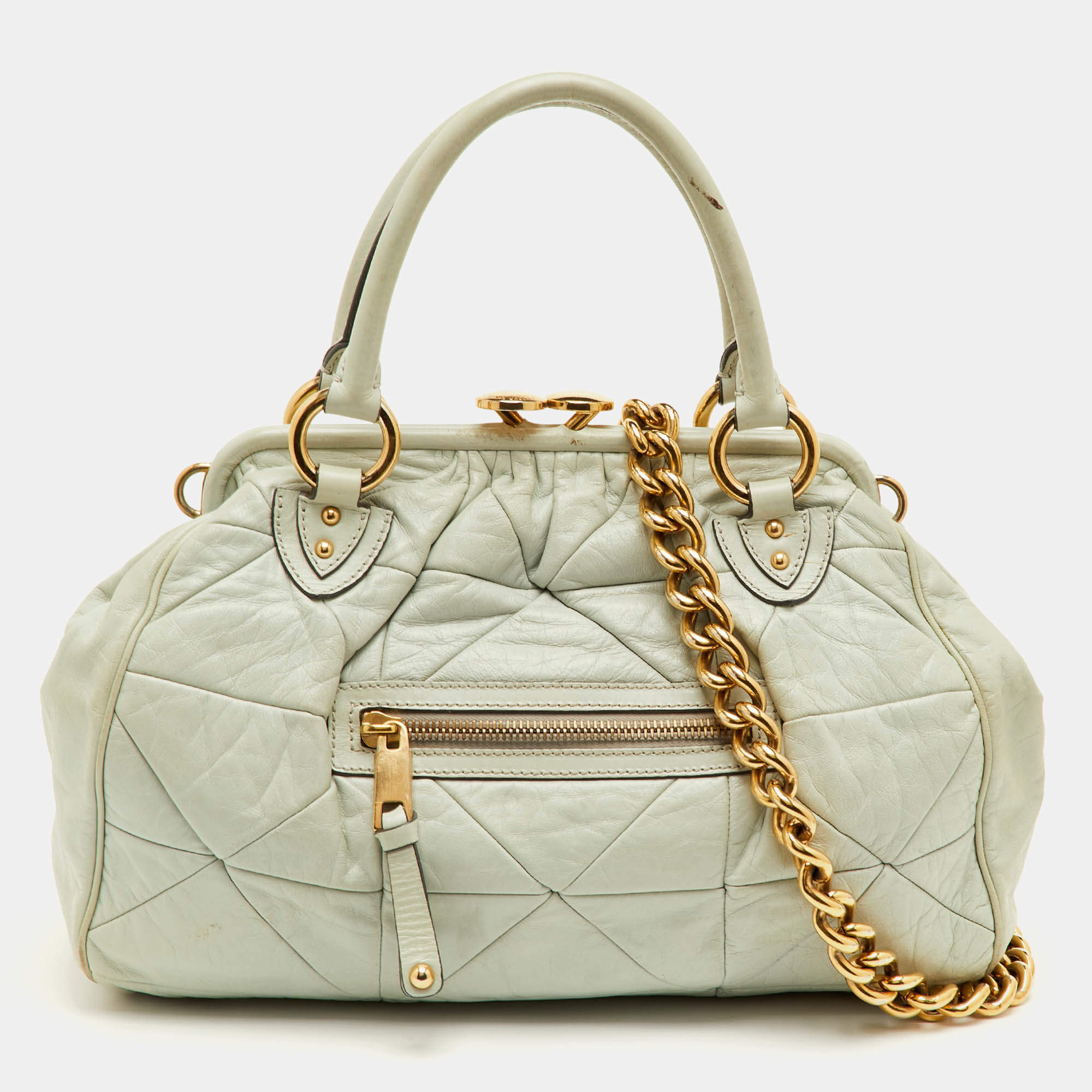 مملوكة مسبقًا Marc Jacobs Stam Pale Green Leather Satchel