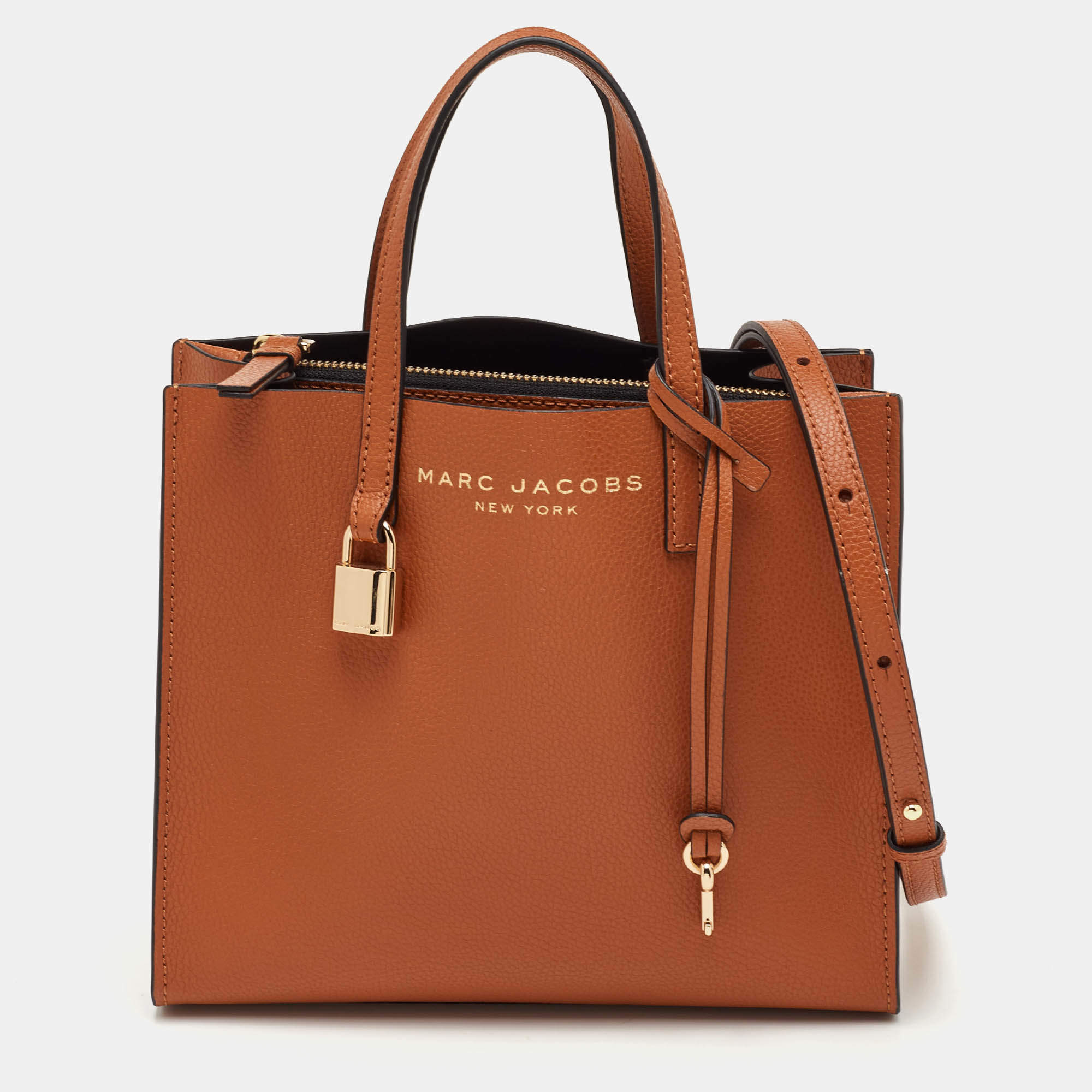 Pre Owned Marc Jacobs Grind Mini Rust Orange Leather Tote