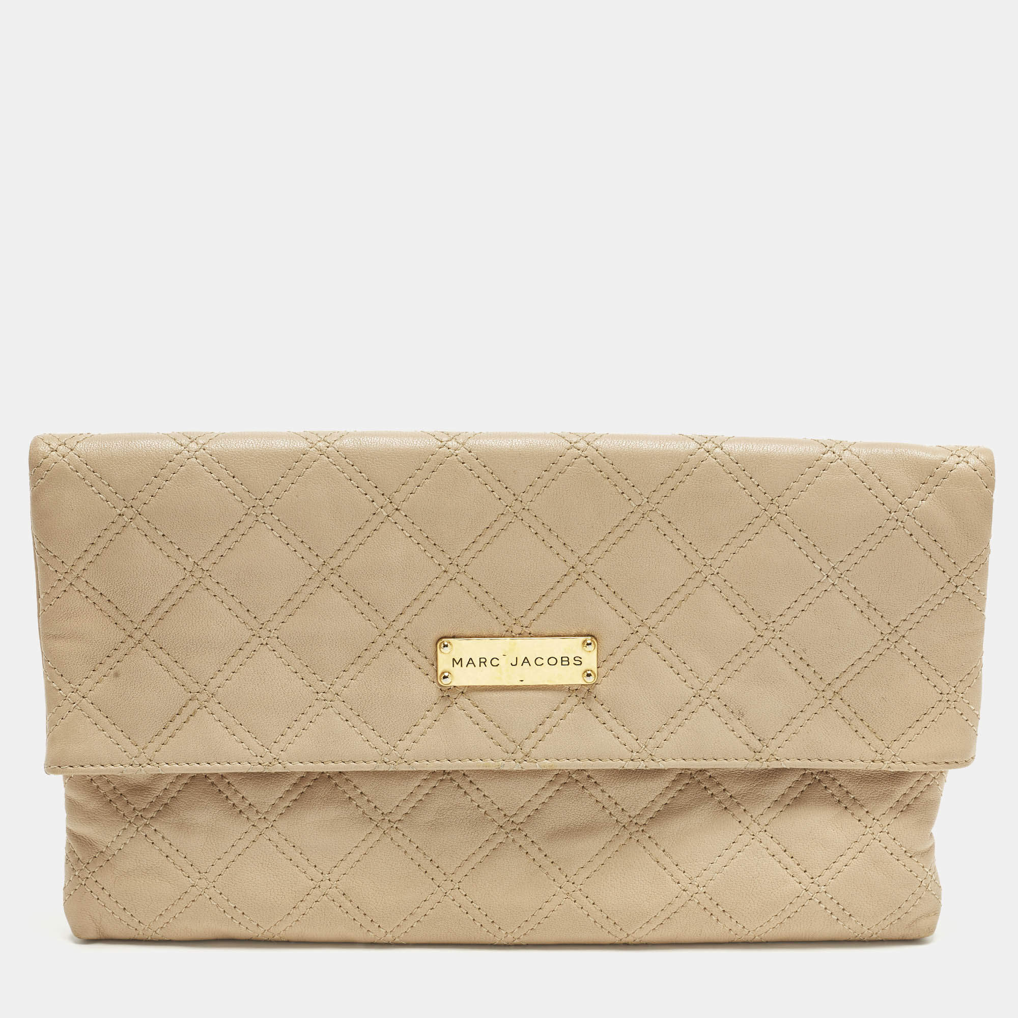 Pre Owned حقيبة كلتش مارك جاكوبس أوغني جلد مبطن بني شوكولاته